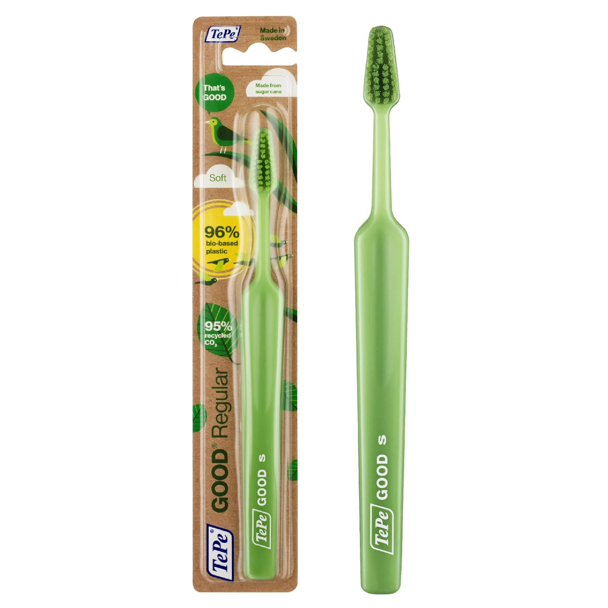 TePe GOOD Mini Toothbrush, Extra Soft, Green, 1pc, toothbrush for children, extra soft bristles for gentle cleaning, from first tooth until 3 yrs