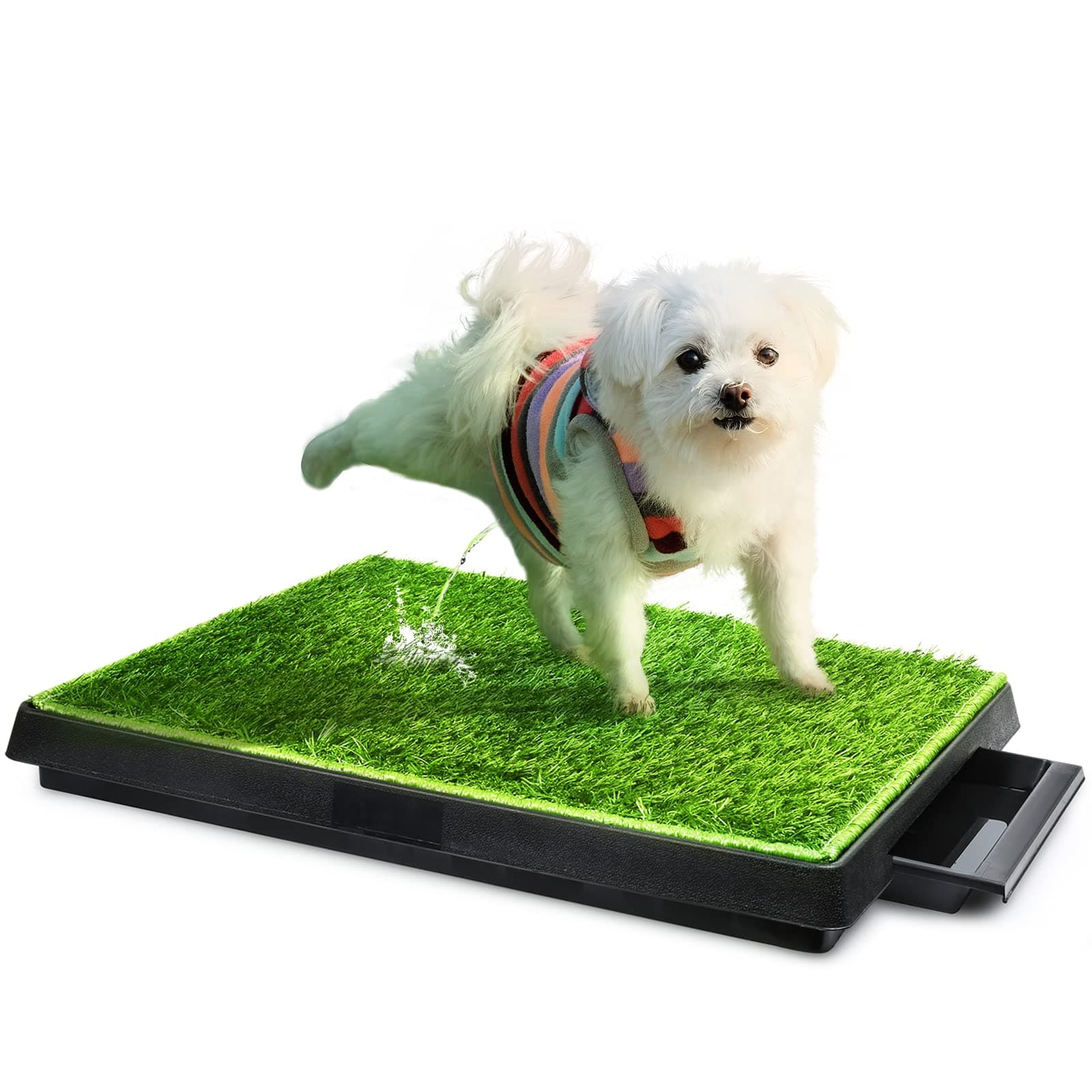 Hompet Dog Toilet Indoor Puppy Training Pad, Dog Potty Pet Training Grass Mat, Removable Waste Tray For Easier Clean Up, Non-toxic Artificial Turf, 63cm x 51cm