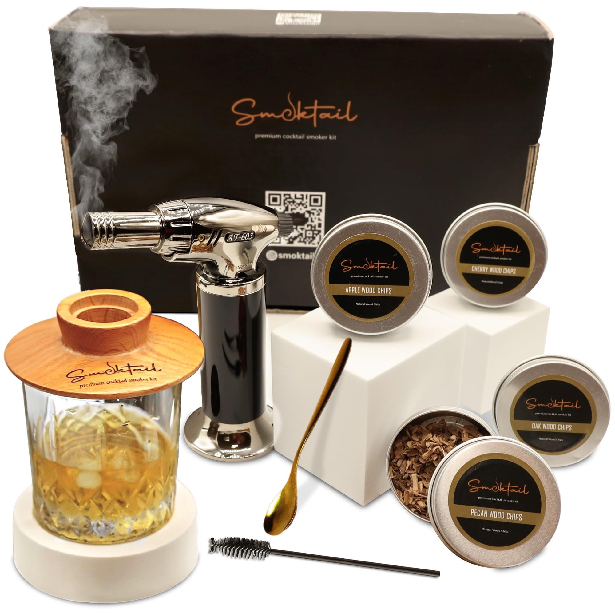 Cocktail Premium Smoker Kit by Smoktail - Premium Bourbon Smoker Kit for Crafting Exquisite Smoky Cocktails for Men and Women - Experience Blend of Bourbon and Smoke (Without Butane)