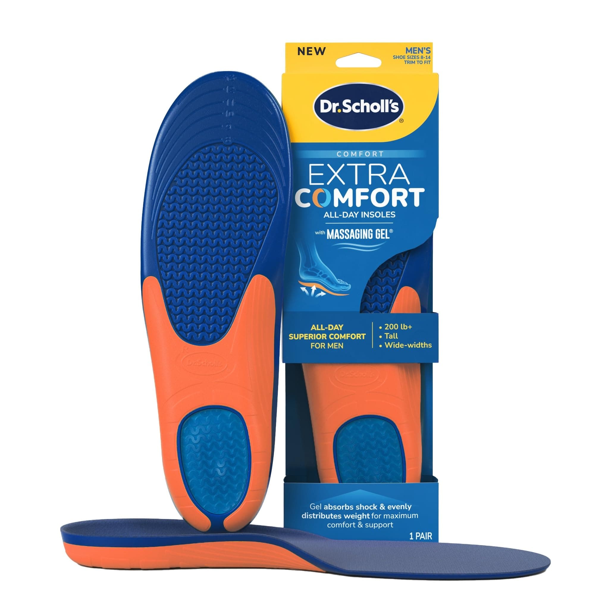 Dr. Scholl's Comfort And Energy Extra Support Insoles For Men,1 Pair,Size 8-14
