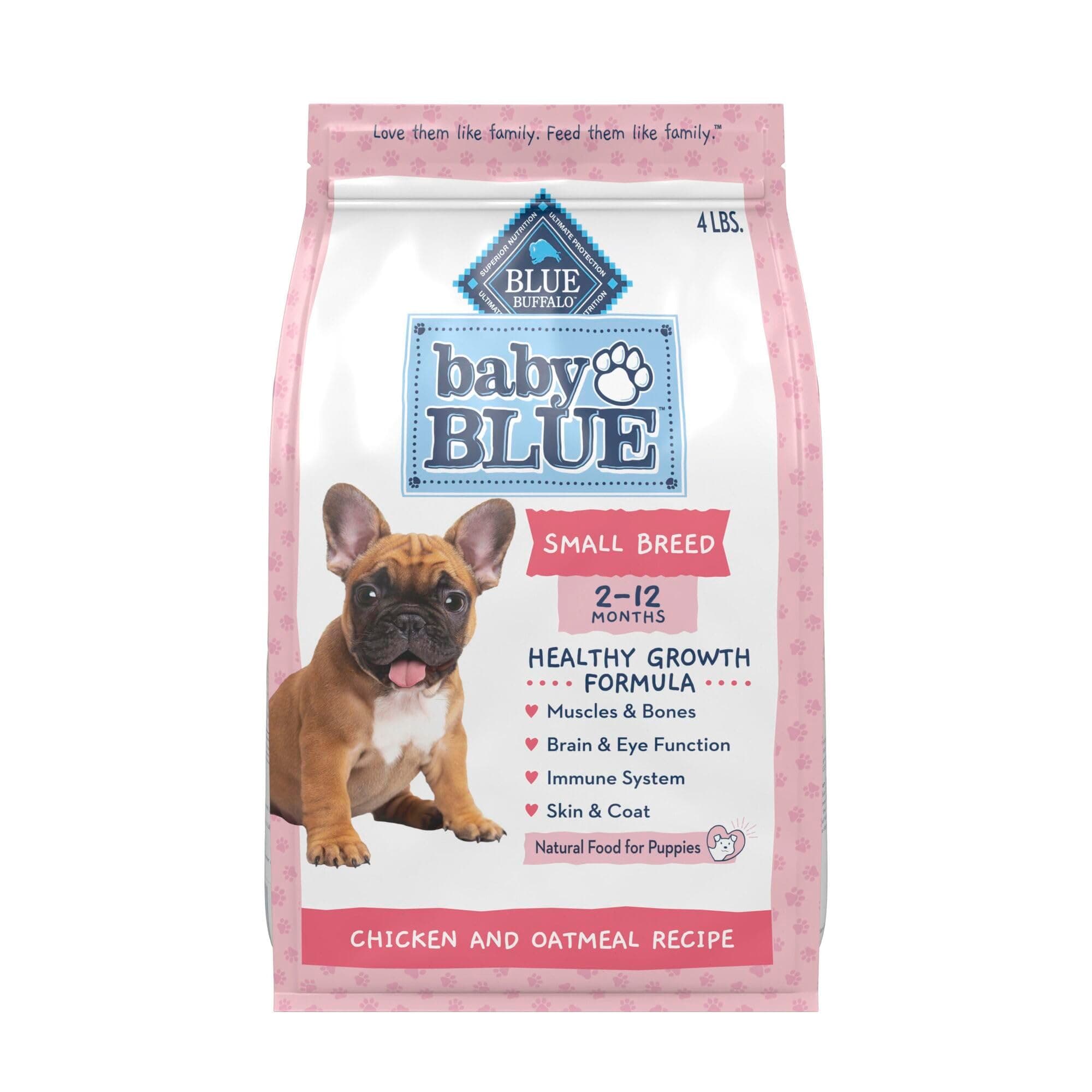 Blue Buffalo Baby Blue Natural Small Breed Puppy Dry Dog Food, Healthy Growth Formula with DHA, Chicken and Oatmeal Recipe, 4-lb Bag