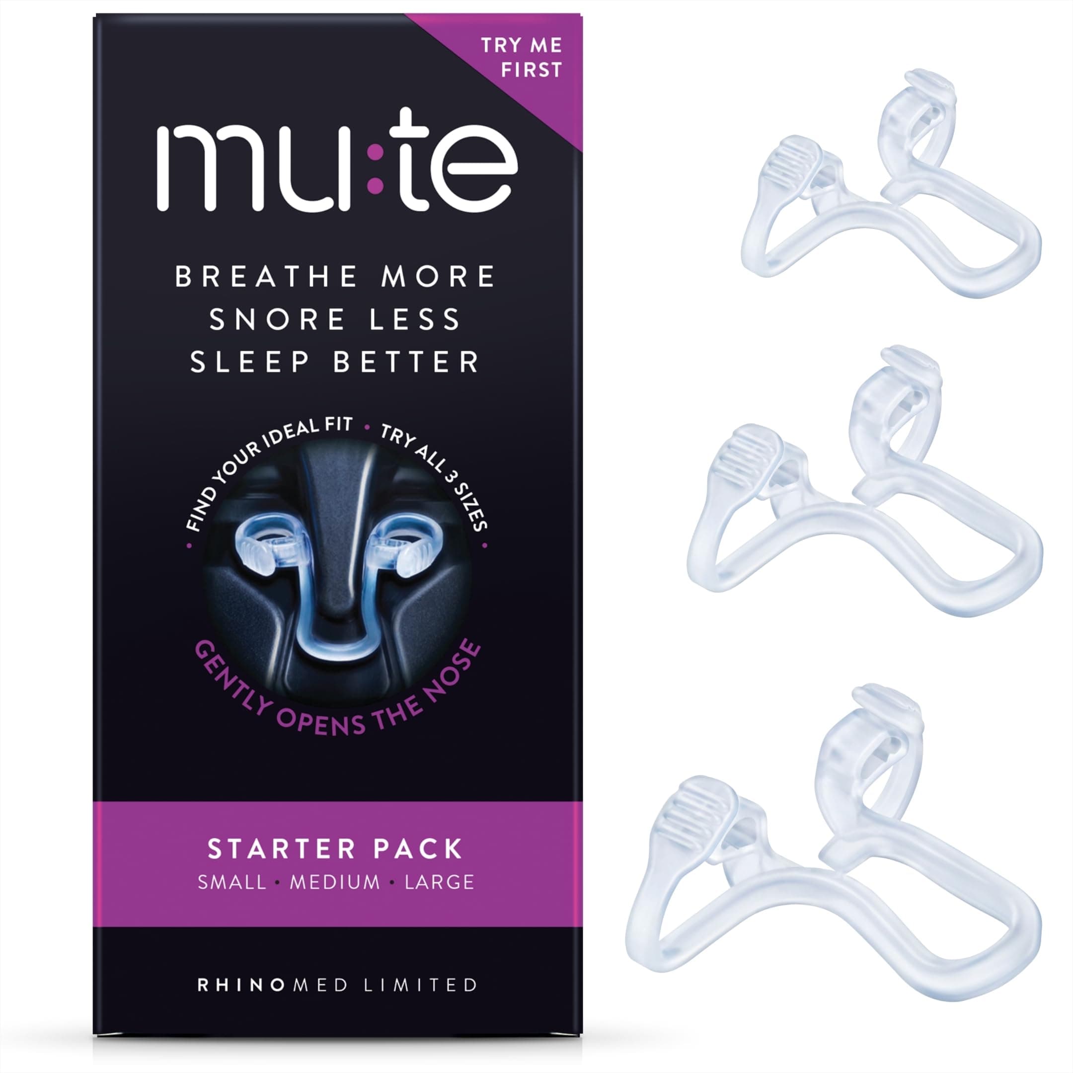Mute Nasal Dilator Snoring Solution | Starter Pack | Snore Less & Sleep Better | Nasal Strip Alternative | Comfortable Breathing Aids for Better Sleep & Improved Airflow
