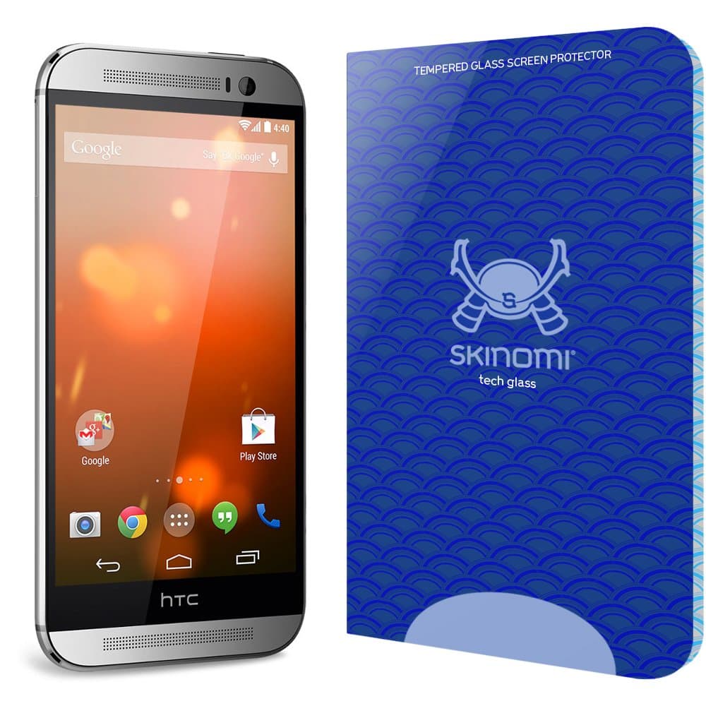 HTC One M8 Screen Protector, Skinomi Tech Glass Screen Protector for HTC One M8 Clear HD and 9H Hardness Ballistic Tempered Glass Shield