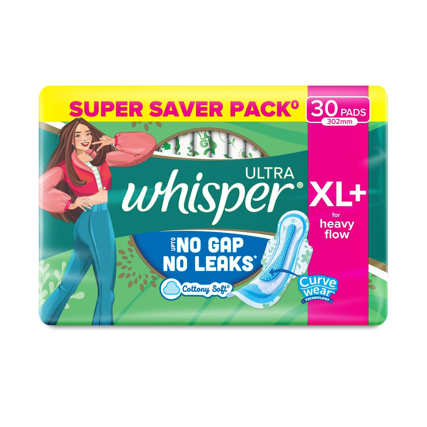 Ultra Clean Sanitary Pads for Women, XL+ 30 Napkins