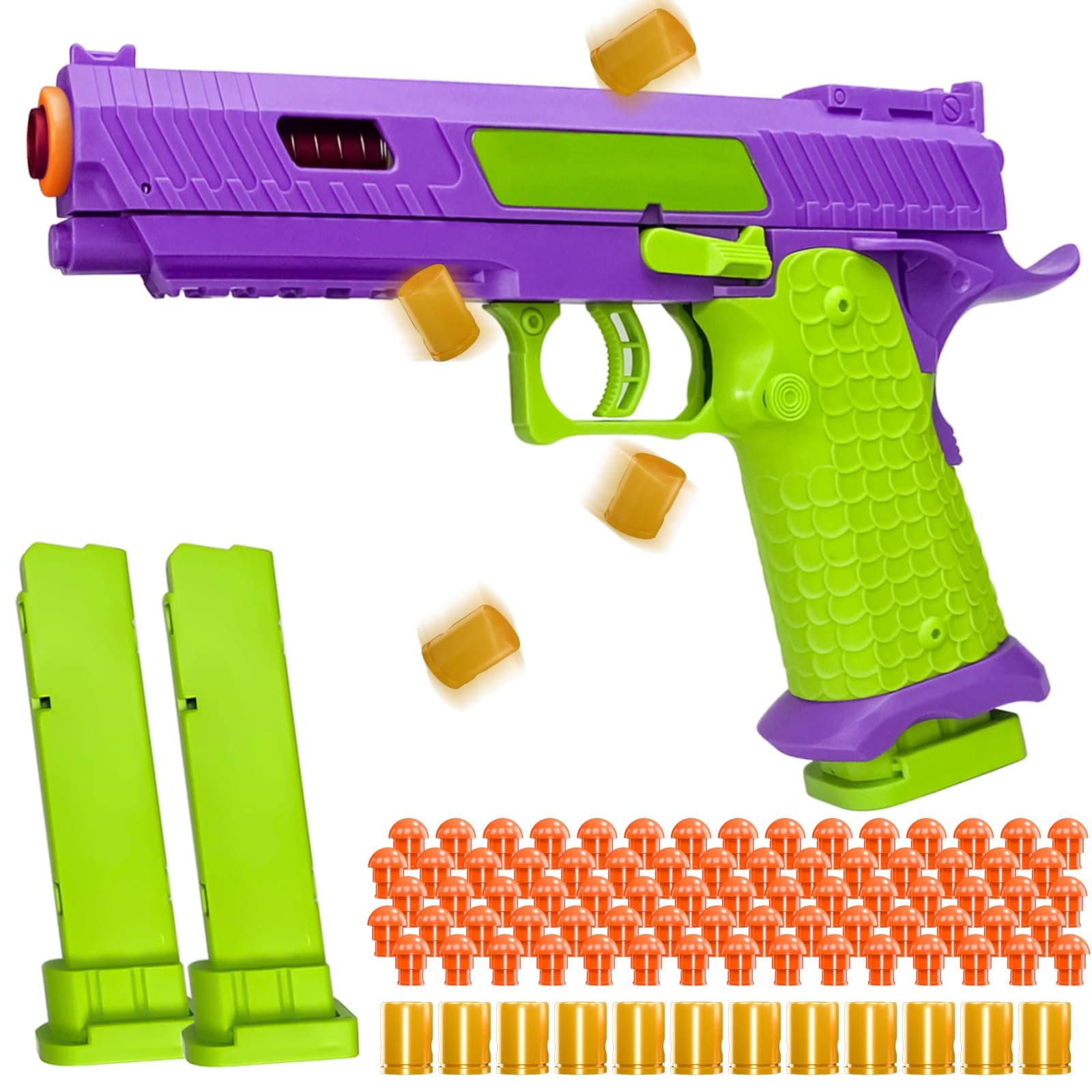 Shell Ejecting Toy Gun, Semi Automatic Toy Gun with Soft Bullets, Educational Model Toy Pistols for Outdoor Shooting Game, for Kids Boys Girls Ages 8-12