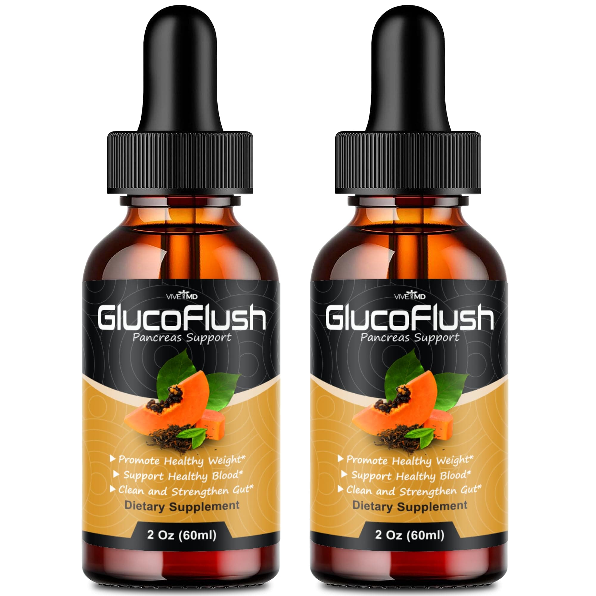 Glucoflush Liquid Drops, Glucoflush Healthy Blood Formula Support Supplement, Gluco Flush Drops Supplement Advanced Formula for Maximum Strength, Glucoflush Support Drops Reviews (2 Pack)