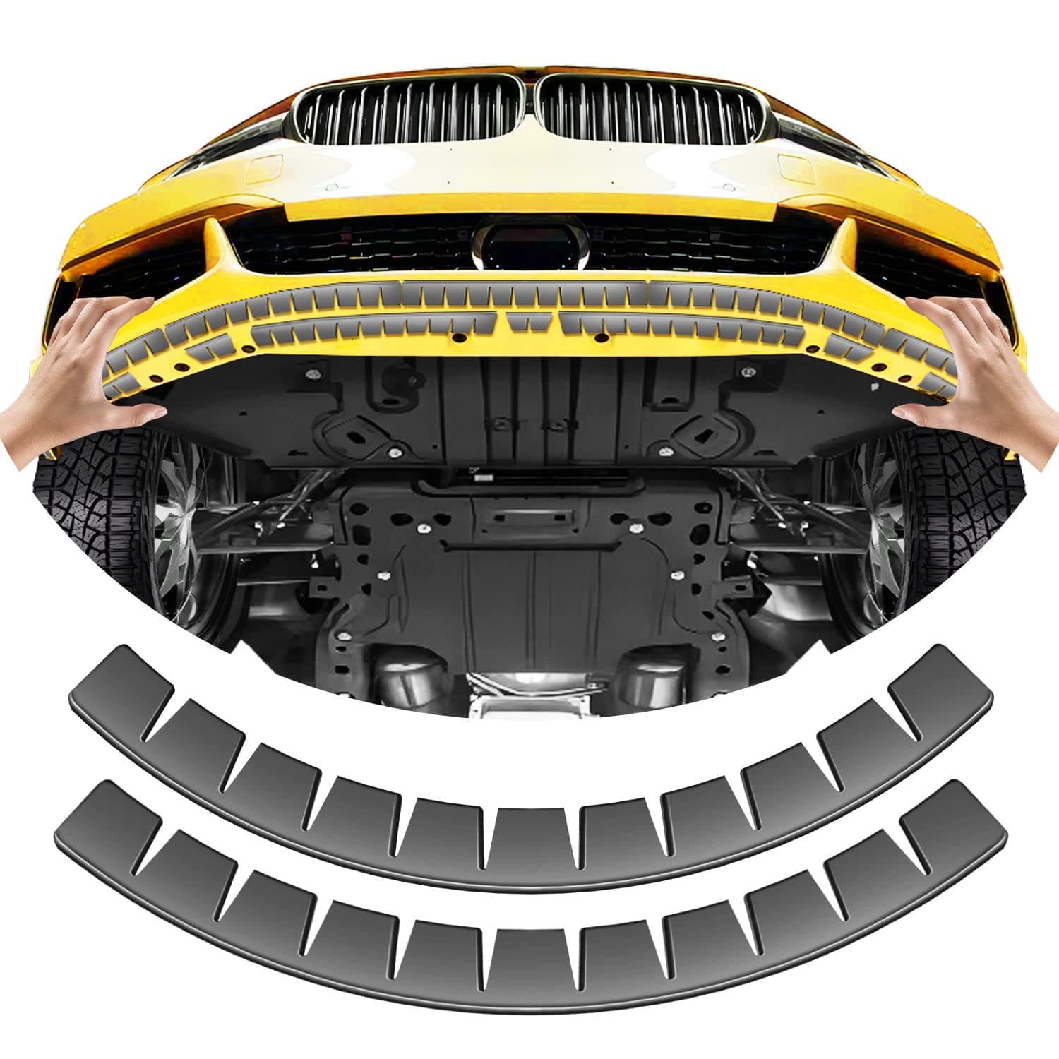 Front Bumper Scrape Guard 2 Pack Car Universal Black Bumper Lips Scrape Guard Car Under Bumper or Anti-Scratch DIY Protector for Lowered Cars, Sport Cars and SUV