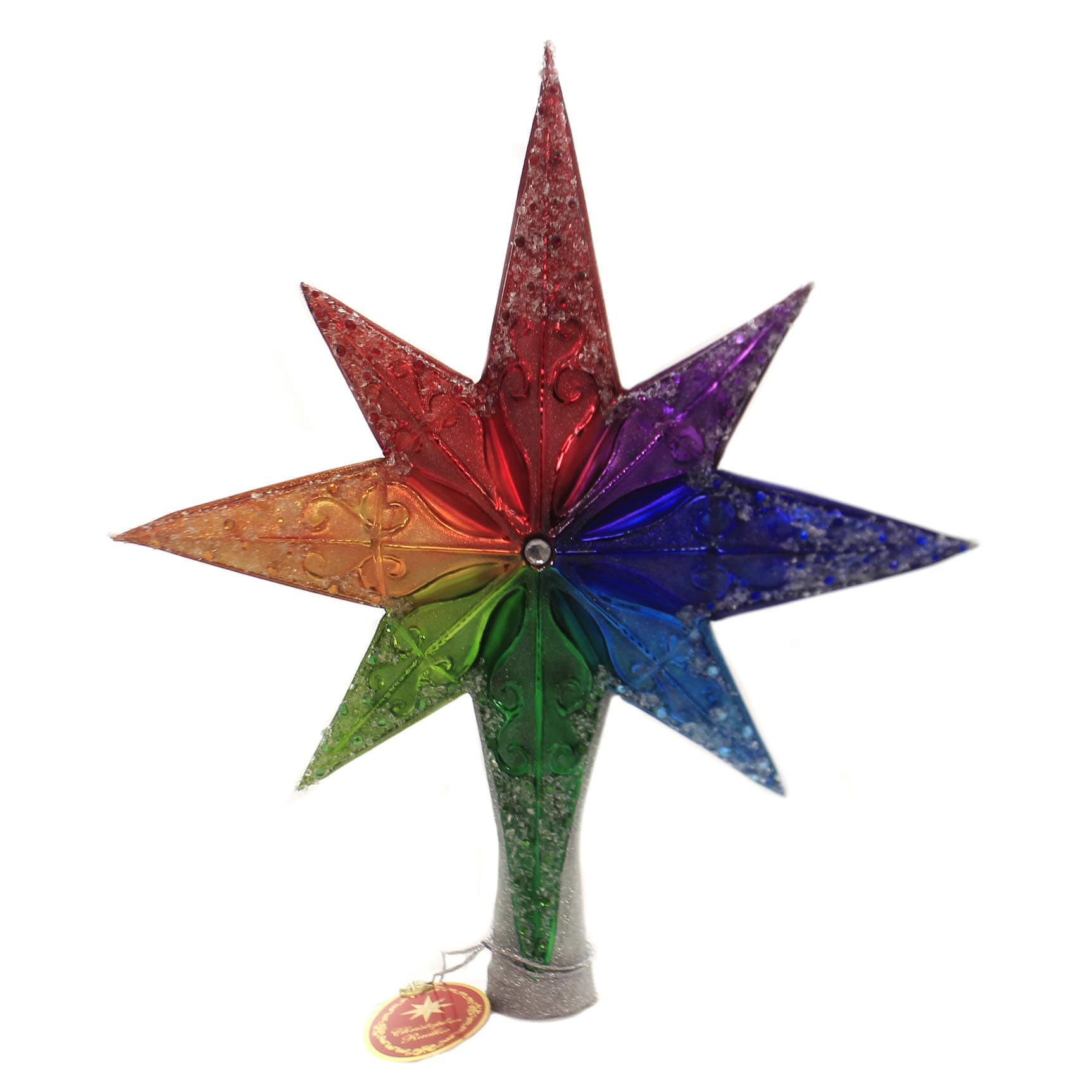 Christopher RadkoHand-Crafted European Glass Christmas Decorative Finial Tree Topper, Rainbow Stellar