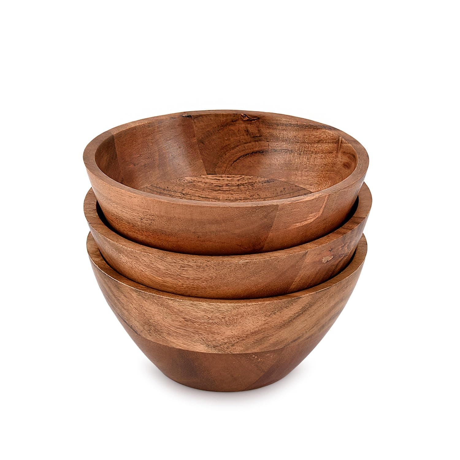 Soup Bowl Acacia Wood Decorative Wooden Organizer for Home Decor for Dips, Nuts & Garnishes (Set of 3) (6" X 6" X 2.75")