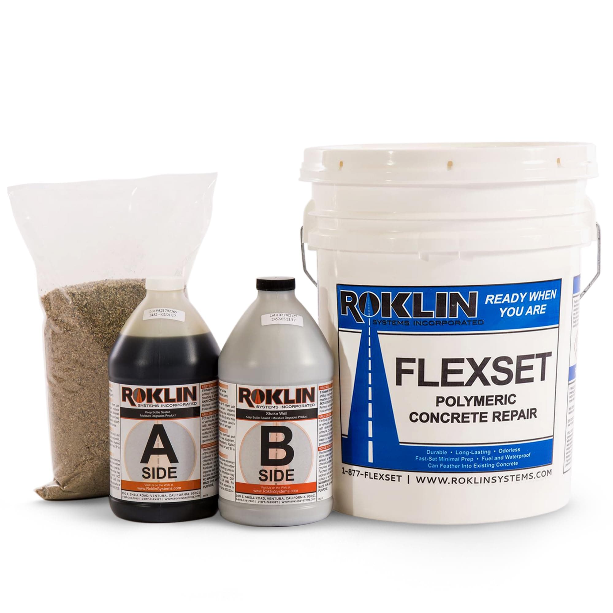 - Roklin Systems Inc. FlexSet Rapid Concrete Repair (Gray, 5 Gallon Kit)
