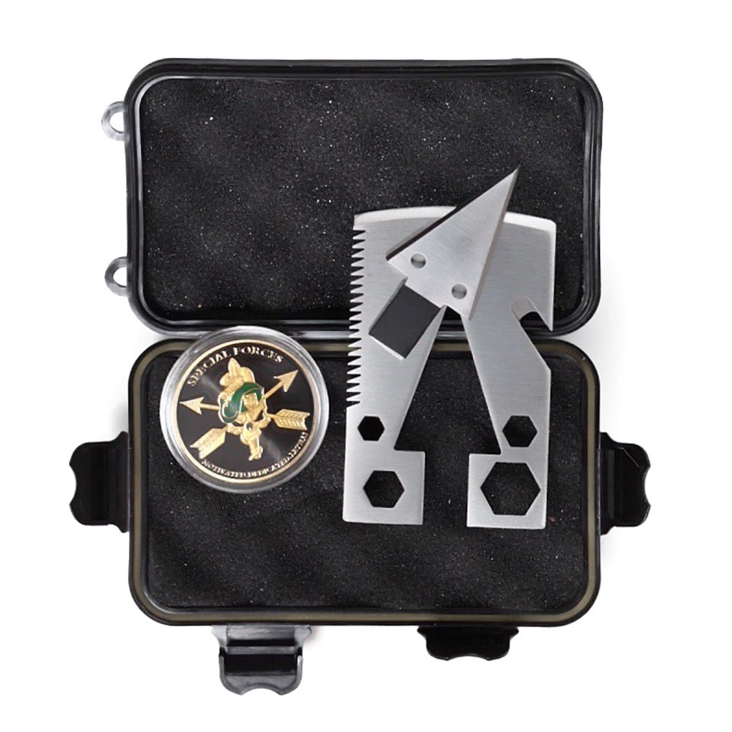 Zombie Survival Kit with Credit Card Axe | SF Coin | Mylar NASA Space Blanket | EDC Outdoor Gear for Hiking Traveling Camping Hunting Biking Disaster or Other Emergency