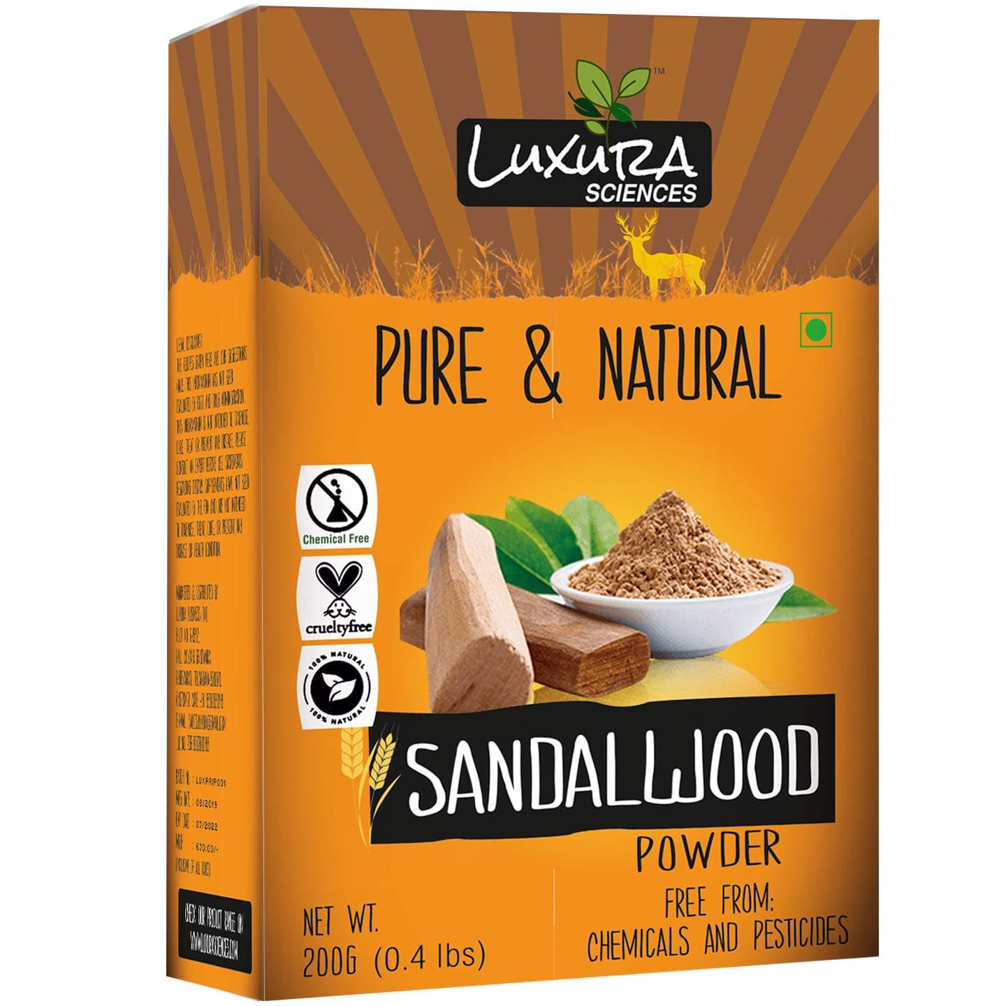 Luxura Sciences Pure Sandalwood Powder for Skin, and Hair - 200 gm