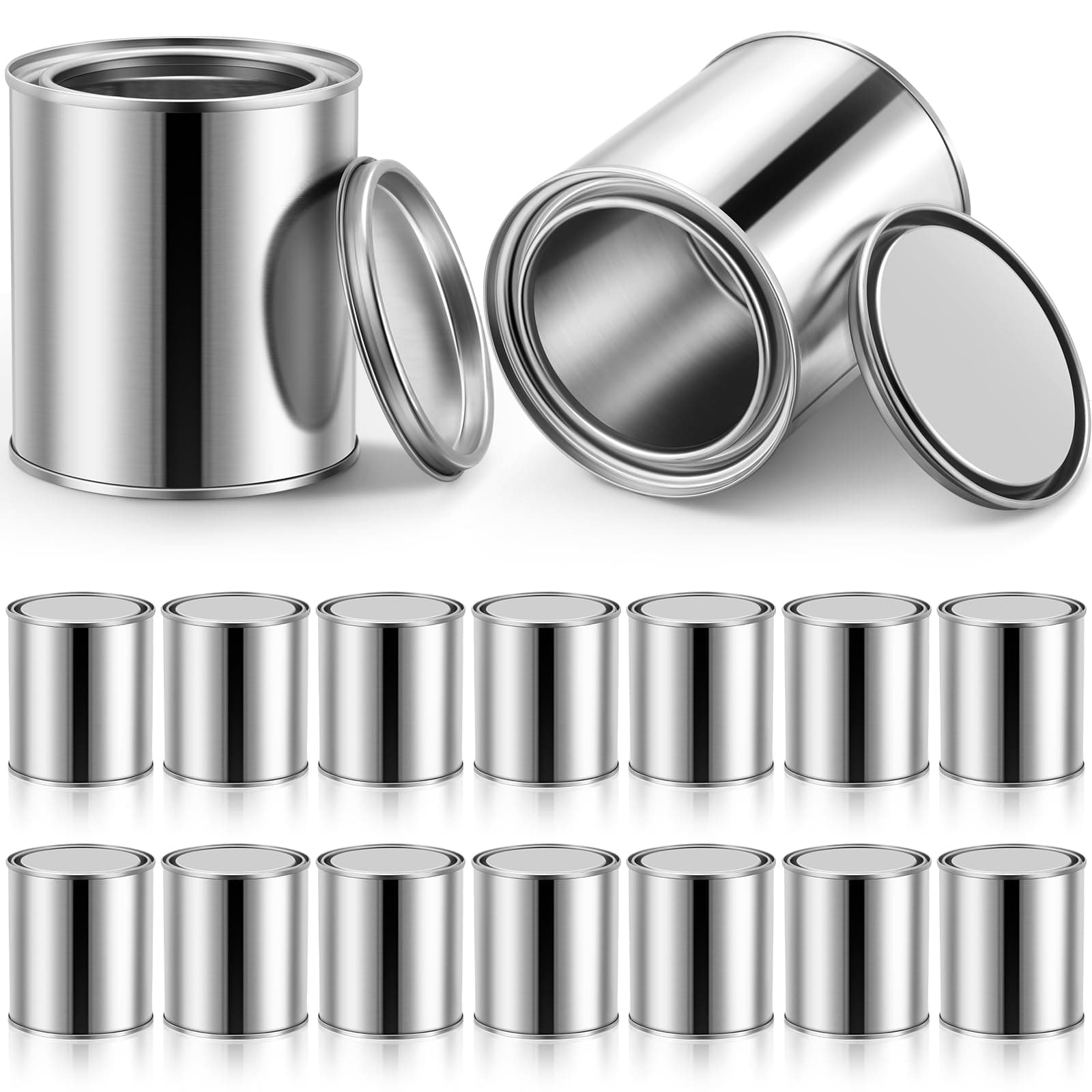 Vesici 16 Pack Unlined Can 0.84 Pint Empty Metal Paint Cans with Lids Small Paint Can Multipurpose Paint Pail Paint Buckets Paint Storage Containers for Paints Crafts DIY Project Solvents Adhesives