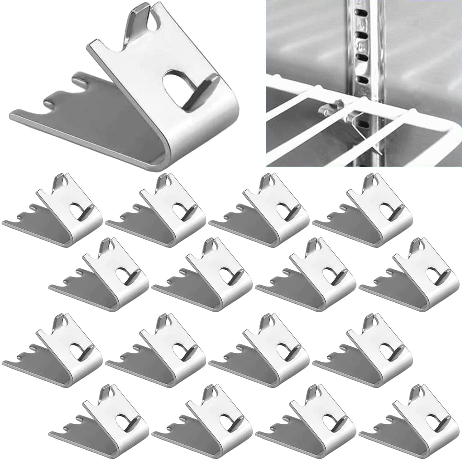 920158 Freezer Shelf Clip,Stainless Steel Shelf Clip for Refrigerator,Freezer Cooler Shelf Support,Replacement Shelf Square Buckles Clips (16)