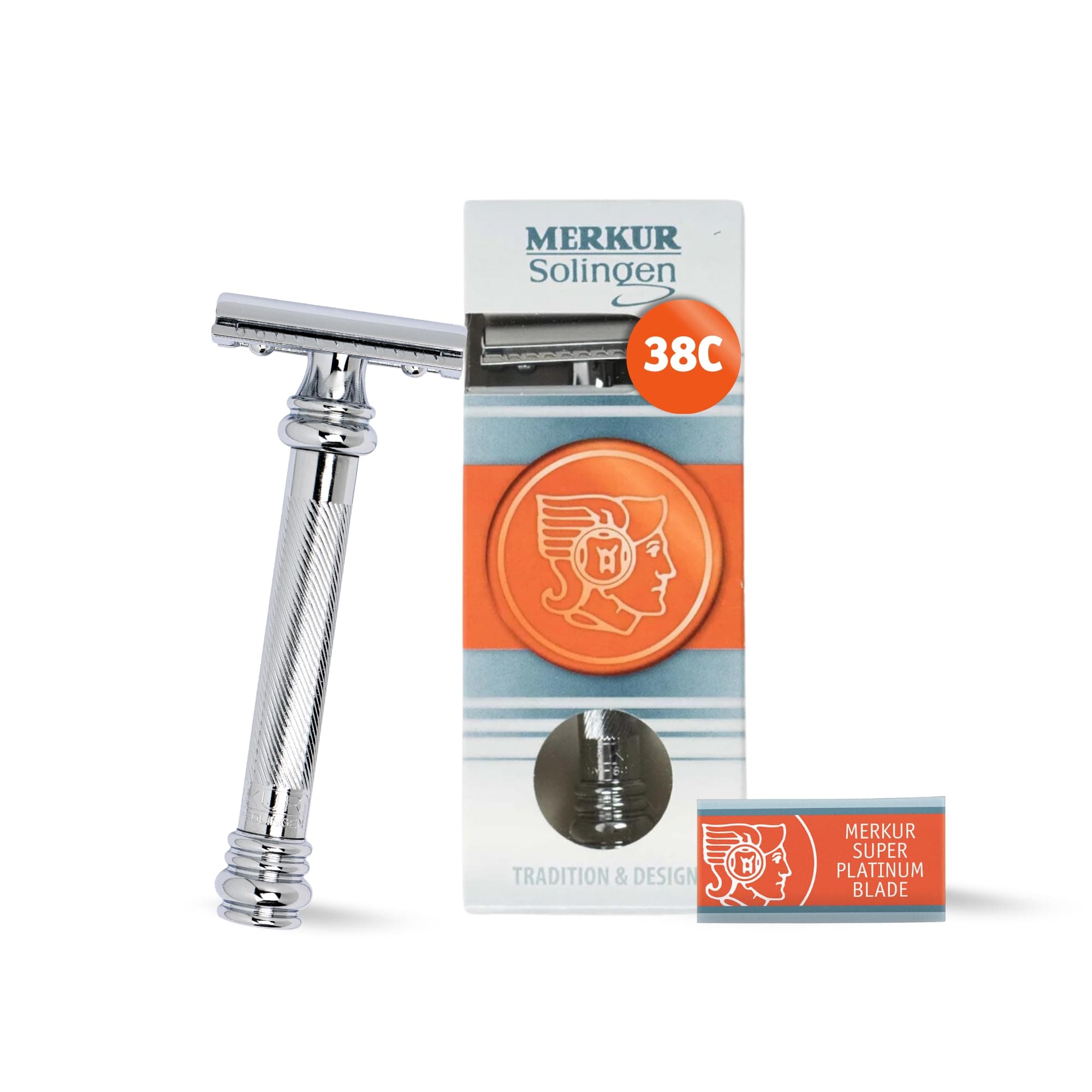 Heavy Duty Long Barber Pole Safety Razor, Chrome