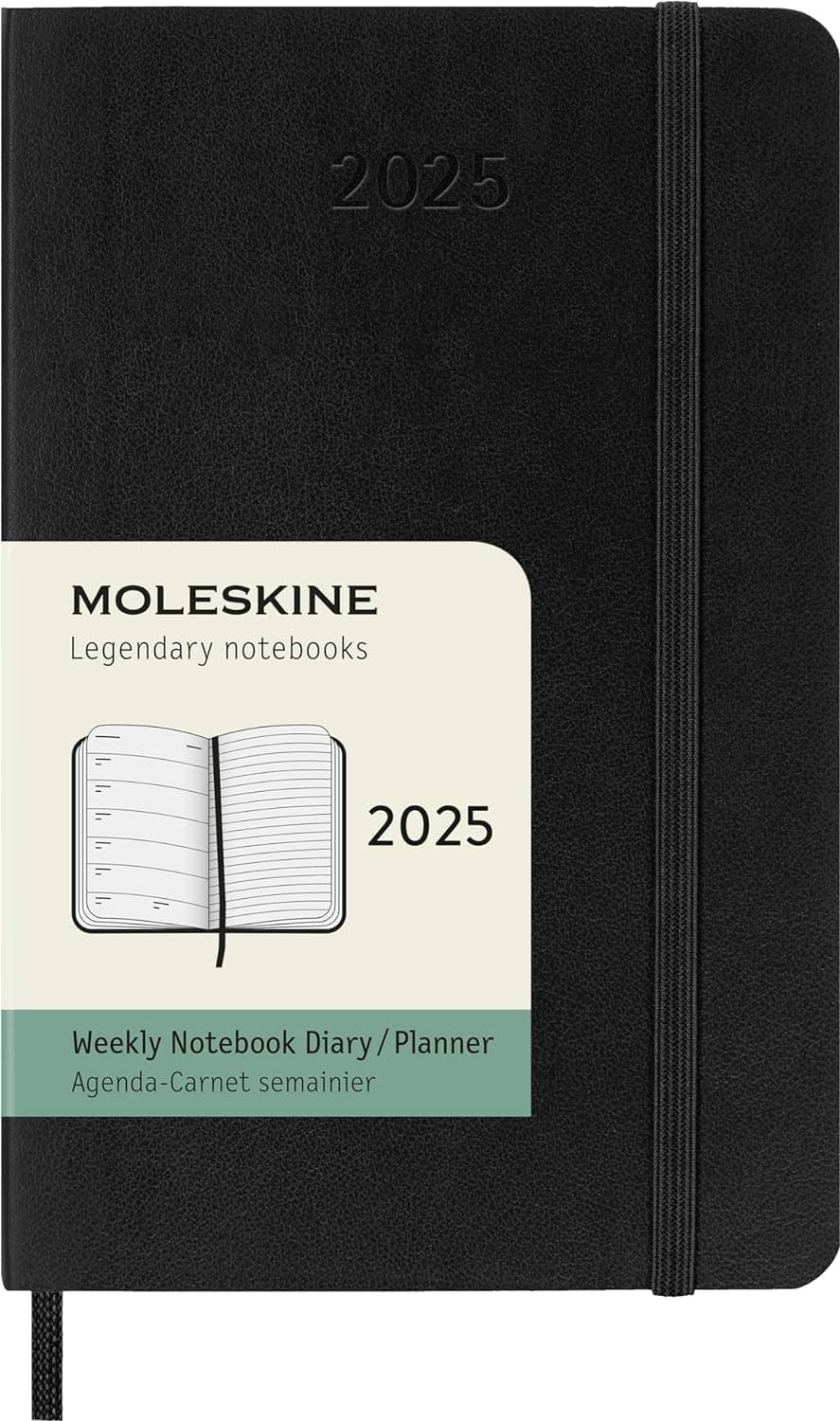 Moleskine Classic 12 Month 2025 Weekly Planner, Soft Cover, Pocket (3.5" x 5.5"), Black, 144 pages Calendar – Mini Calendar, 1 January 2024