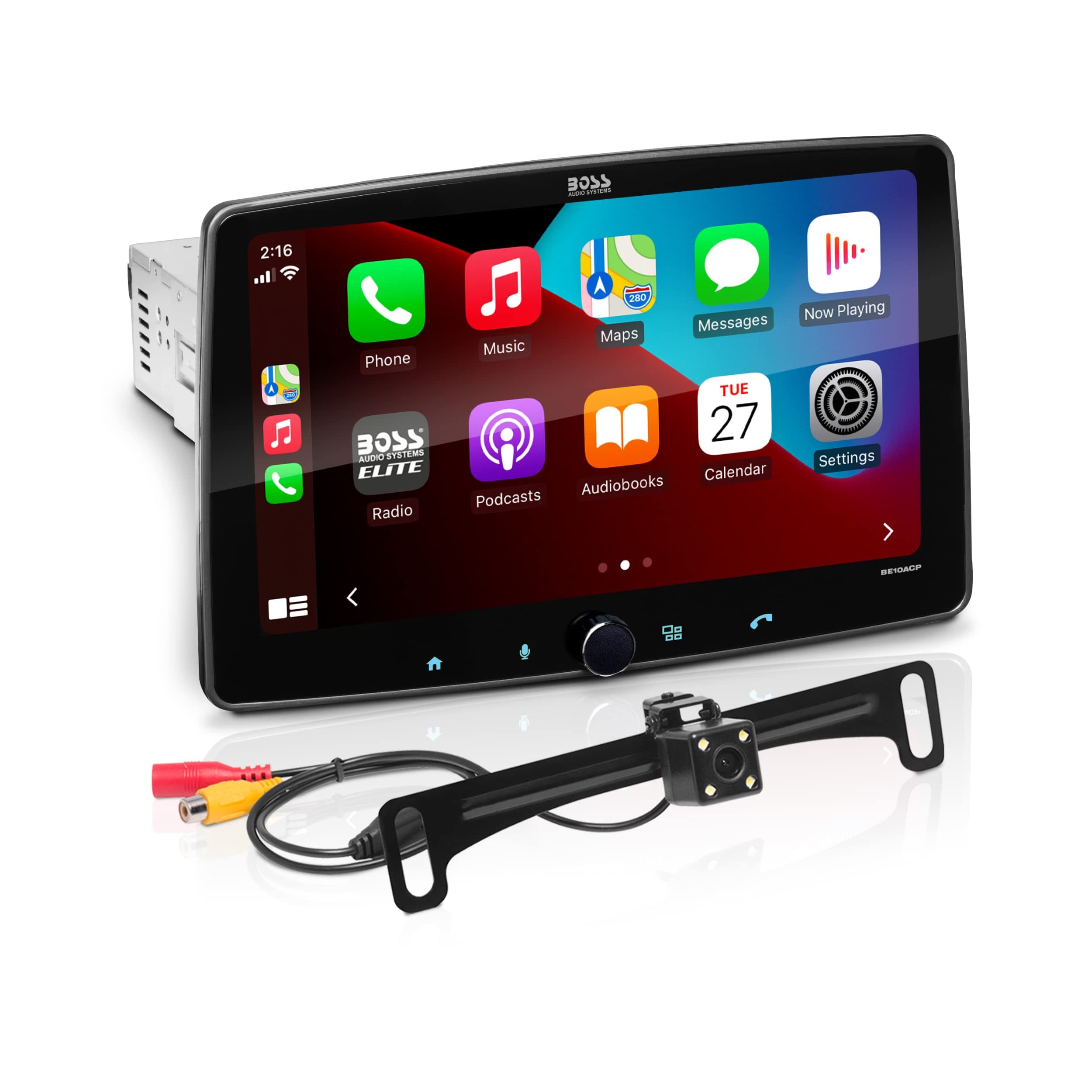BOSS Audio Systems BE10ACP-C Car Stereo System - Apple CarPlay, Android Auto, 10 Inch Single Din, Touchscreen, Bluetooth Head Unit, Radio Receiver, Backup Camera, No CD Player, Backup Camera