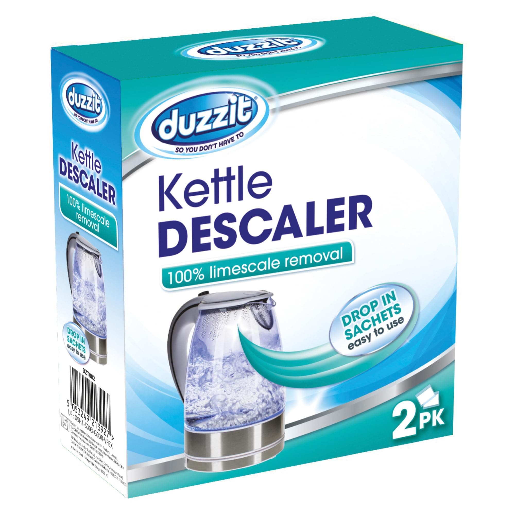 Duzzit Kettle Descaler Drop In Bag Kettle Cleaner Limescale Remover-2 Sachet