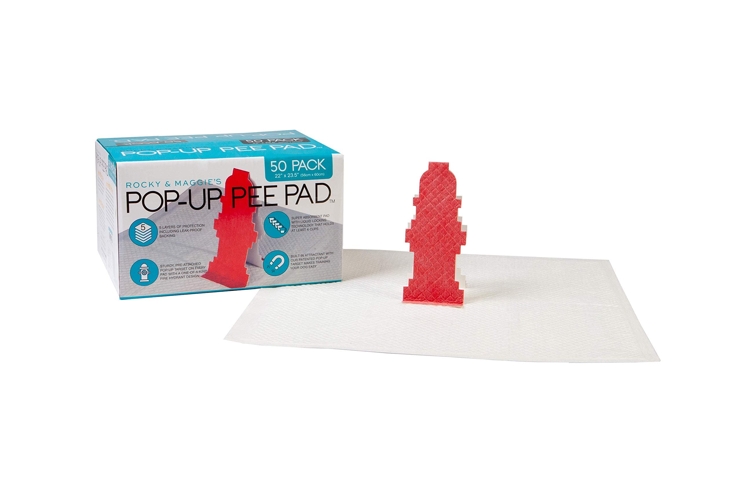 Pop-Up Pee Pad, Male Dog Puppy Pads with Hydrant Target, 50 Pads/Box