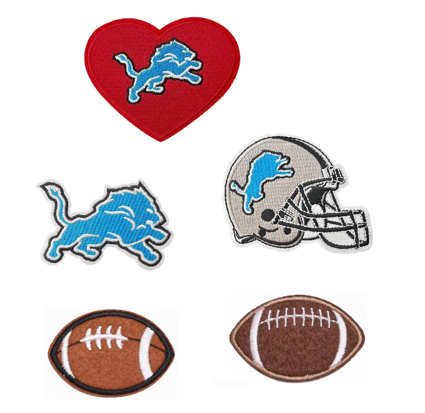 5Pcs Football Embroidered Lions Iron On Patches for Clothing Bumble Iron Sew On Football Charms Embroidered Applique Decoration Sewing Patch for Bags, Jackets, Jeans, Clothes DIY Patches