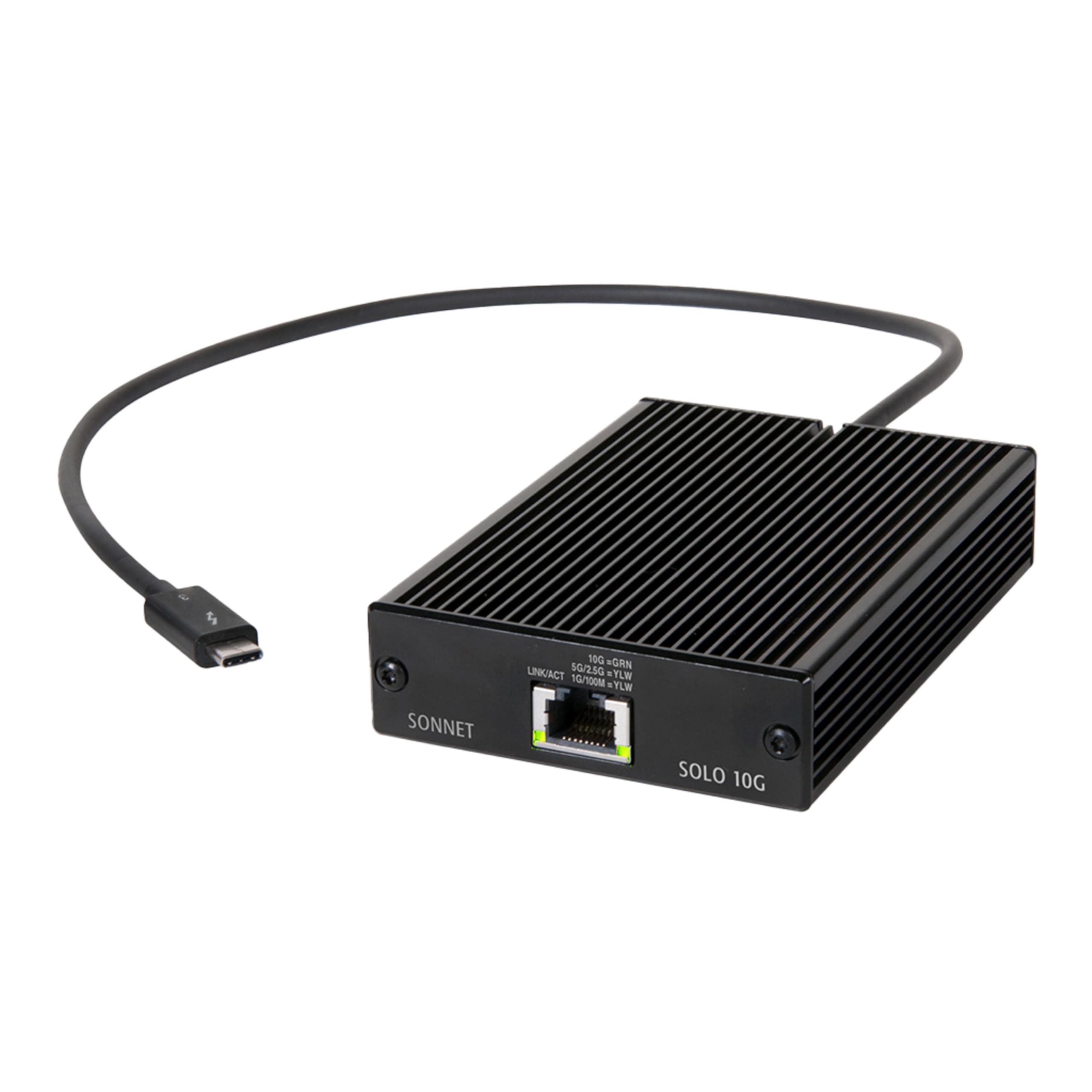 Solo 10G Thunderbolt 3 to 10 Gigabit Ethernet Fanless Adapter with NBASE-T Support