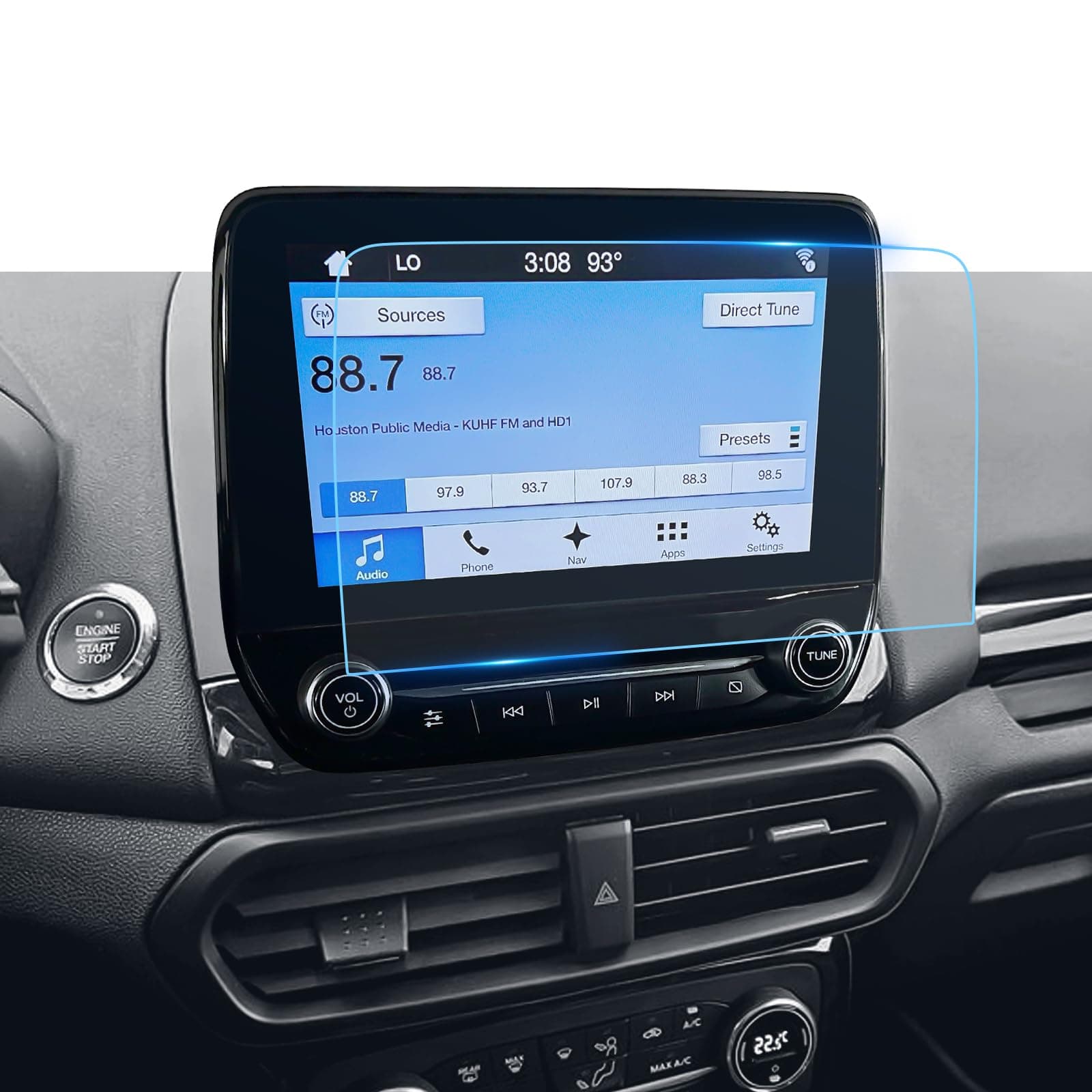 LFOTPP TRAPEZOID 9H Car Navigation Tempered Glass Screen Protector for 2018 Ford EcoSport SYNC 3 (8-inch)