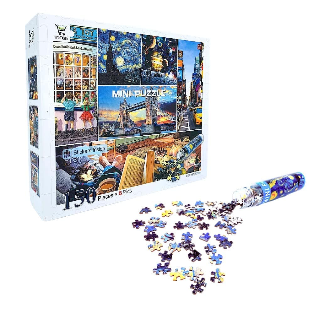 HOTCAN 6 Packs Mini Puzzles for Adults - 150 Piece Small Puzzles for Adults and Kids