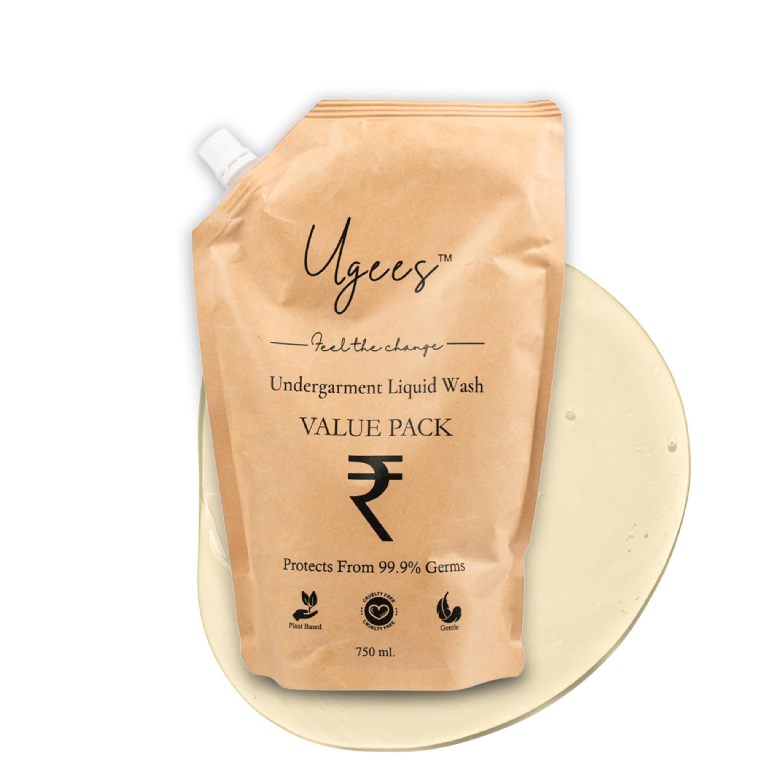 Undergarment Liquid Detergent, Underwear wash for Men/Women, Lingerie wash, No Soaking Formulation, Plant-Based, Disinfectant Liquid- 750ml Value Pack (Refill Pack)