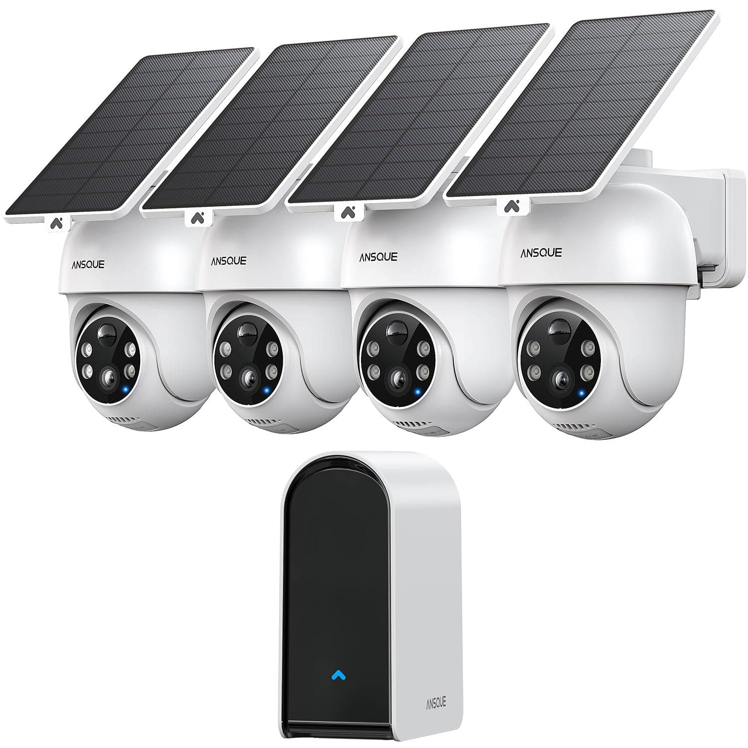 Security Cameras Wireless Outdoor Home System, 4 Camera Kit, No Subscription Fees, Solar Powered, Local Storage, 365-Day Battery Life, 360°PTZ Surveillance, Auto Tracking, 2K Color Night Vision