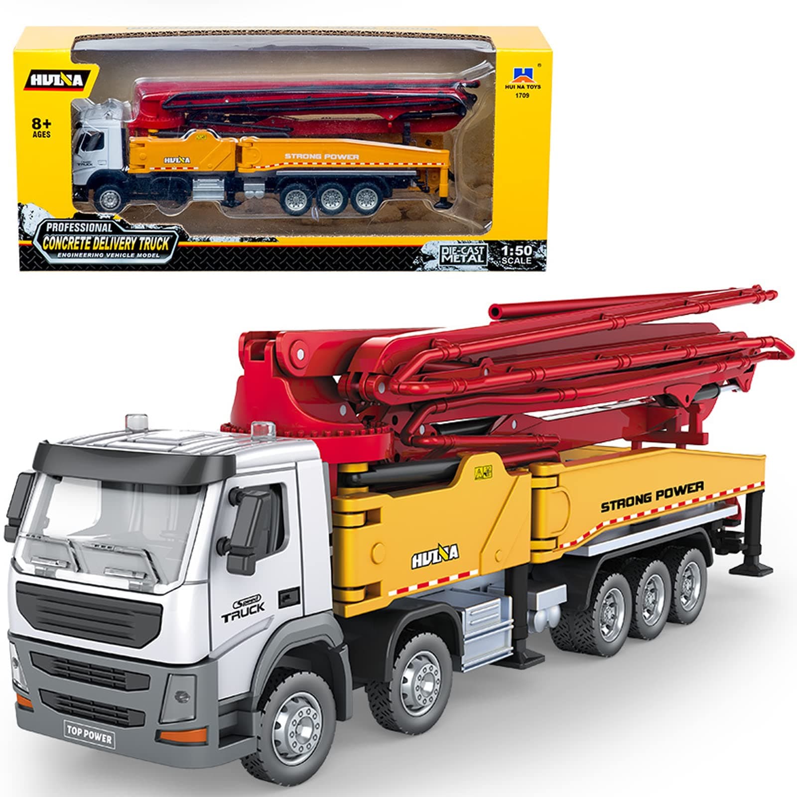 Brachiosaur Concrete Pump Truck Construction Vehicles Toys,1:50 Scale Diecast Site Concrete Pump Truck, Toy Trucks For Kids, Multicolor