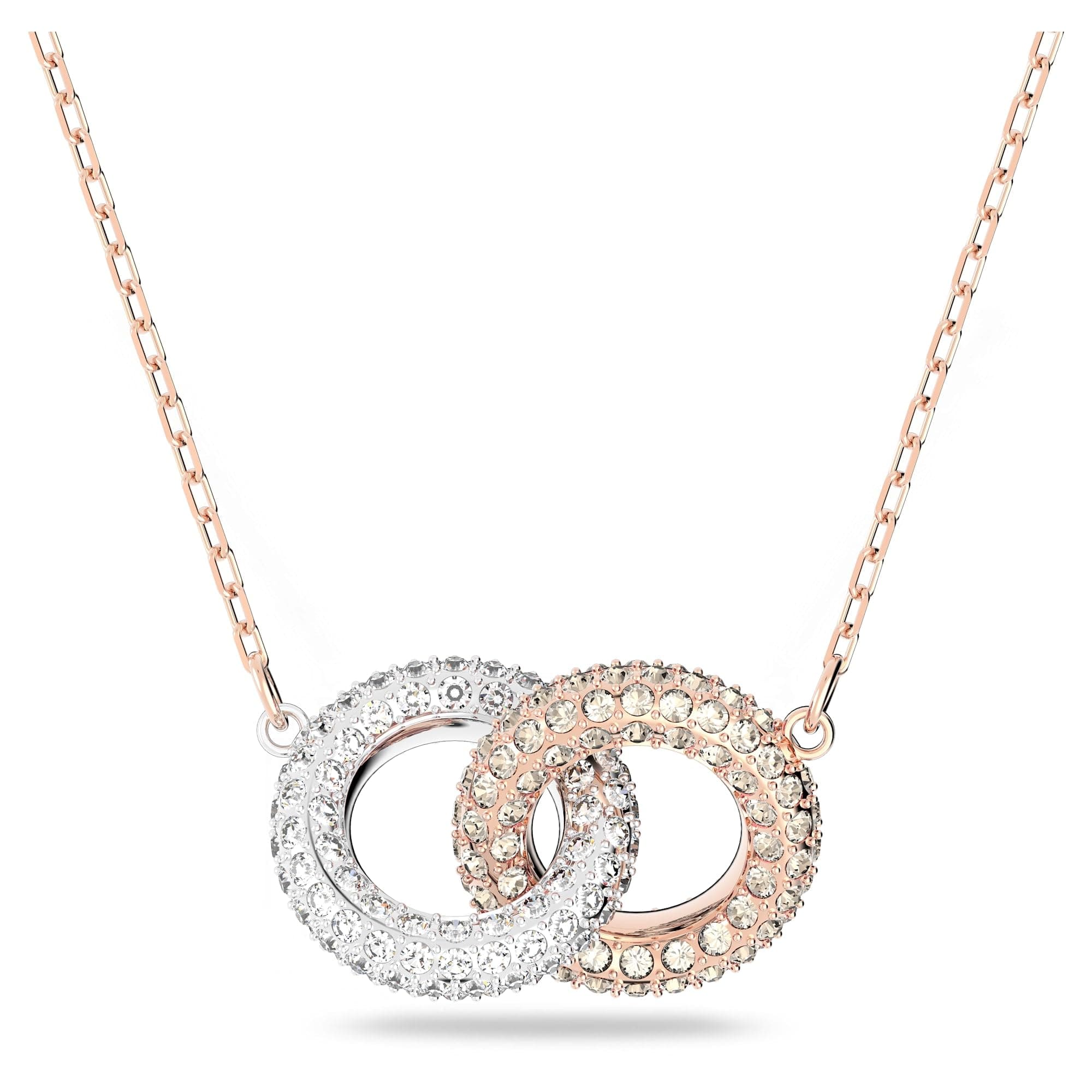 Stone Necklace, Brilliant White Swarovski Crystals with a Rose-Gold Tone Plated Chain, from the Swarovski Stone Collection