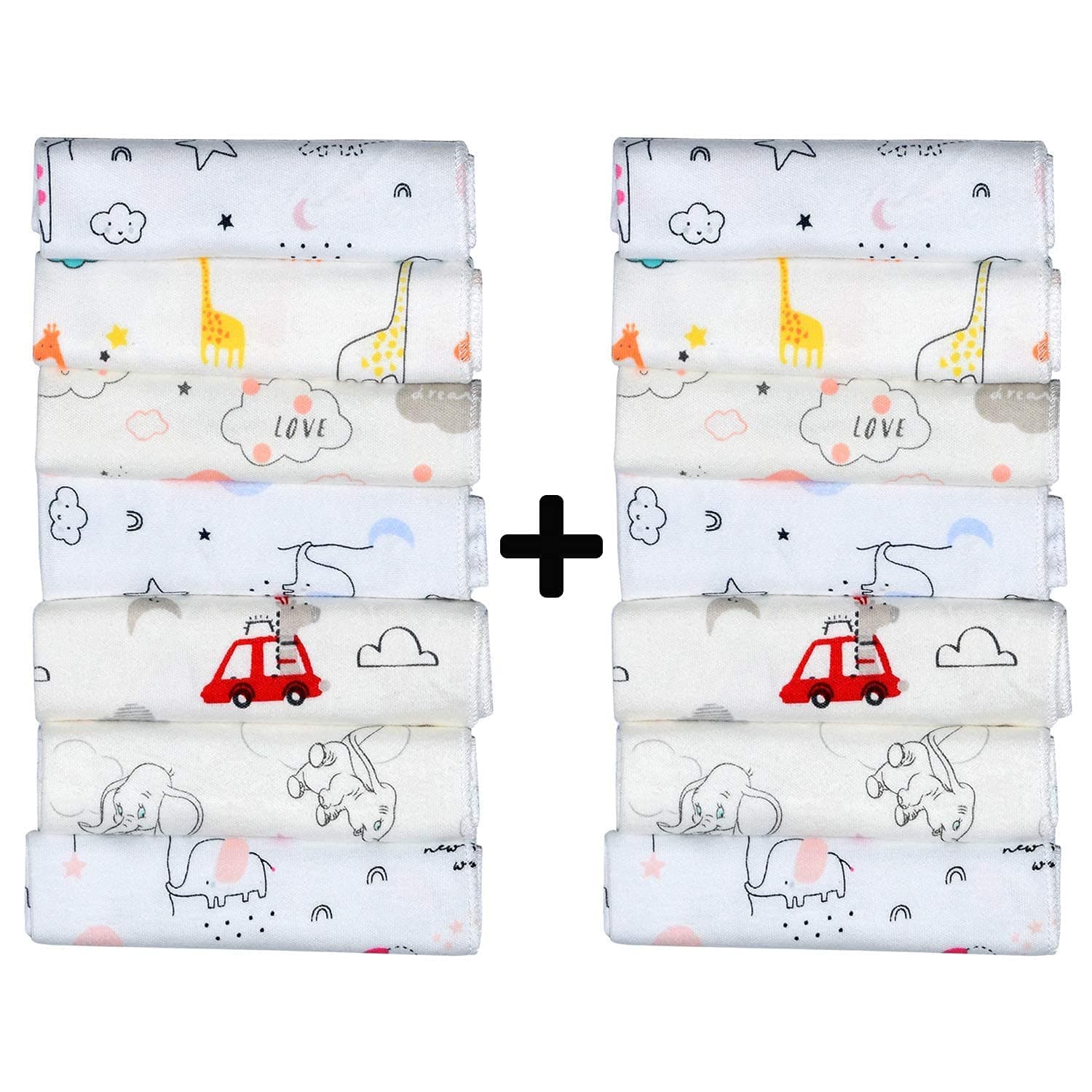 Billy Bum Washcloth for New Born 100% Hosiery Cotton/Reusable Extra Soft Face Towels washcloth for Babies (14 pieces Washcloth) Color may vary (Pack of 2)