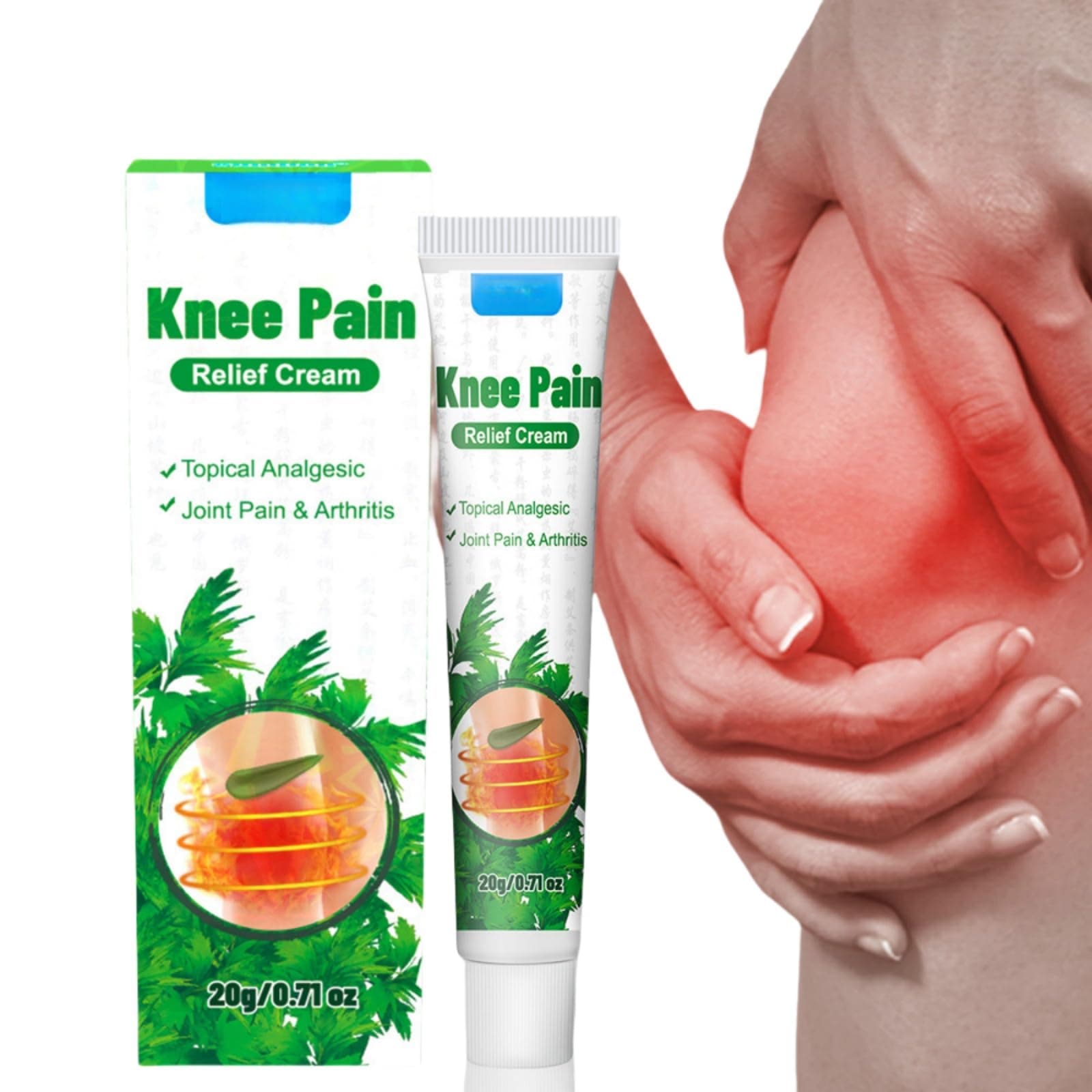 – Knee Pain Relief Cream 20g Mugwort for Soothing Knee and Elbow Discomfort, Effective Joint Care Massage Cream for Arthritis and Muscle Strain Relief, Portable Formula for Easy Application