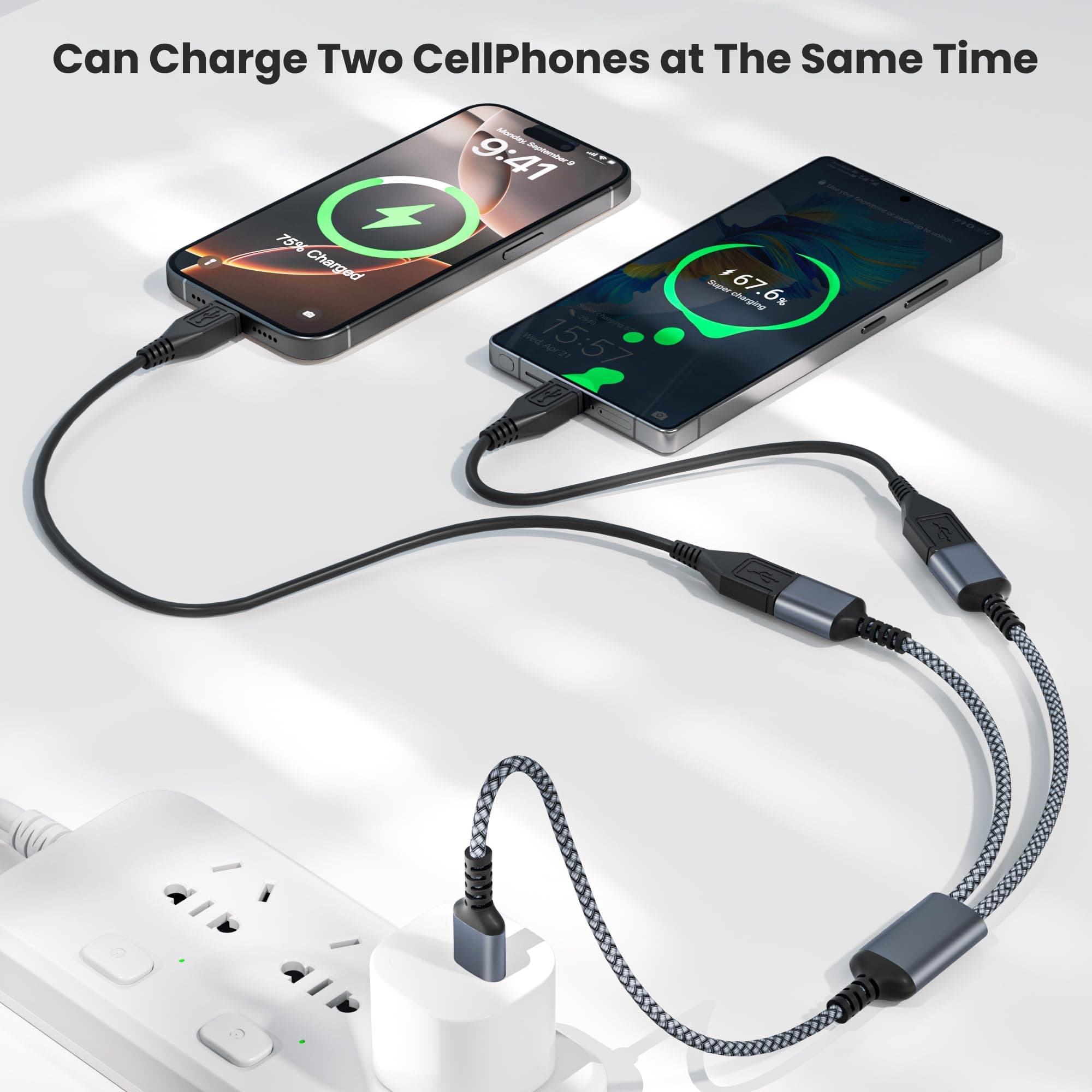 BASESAILOR USB Splitter 2 Port 0.3M,USB Y Cable,USBA Male to Double Female Extension Cord Adapter,1 In 2 Out Dual Extender Hub,Data Power Charger Split Converter For Car,Xbox One,PS4,PS5,Laptop