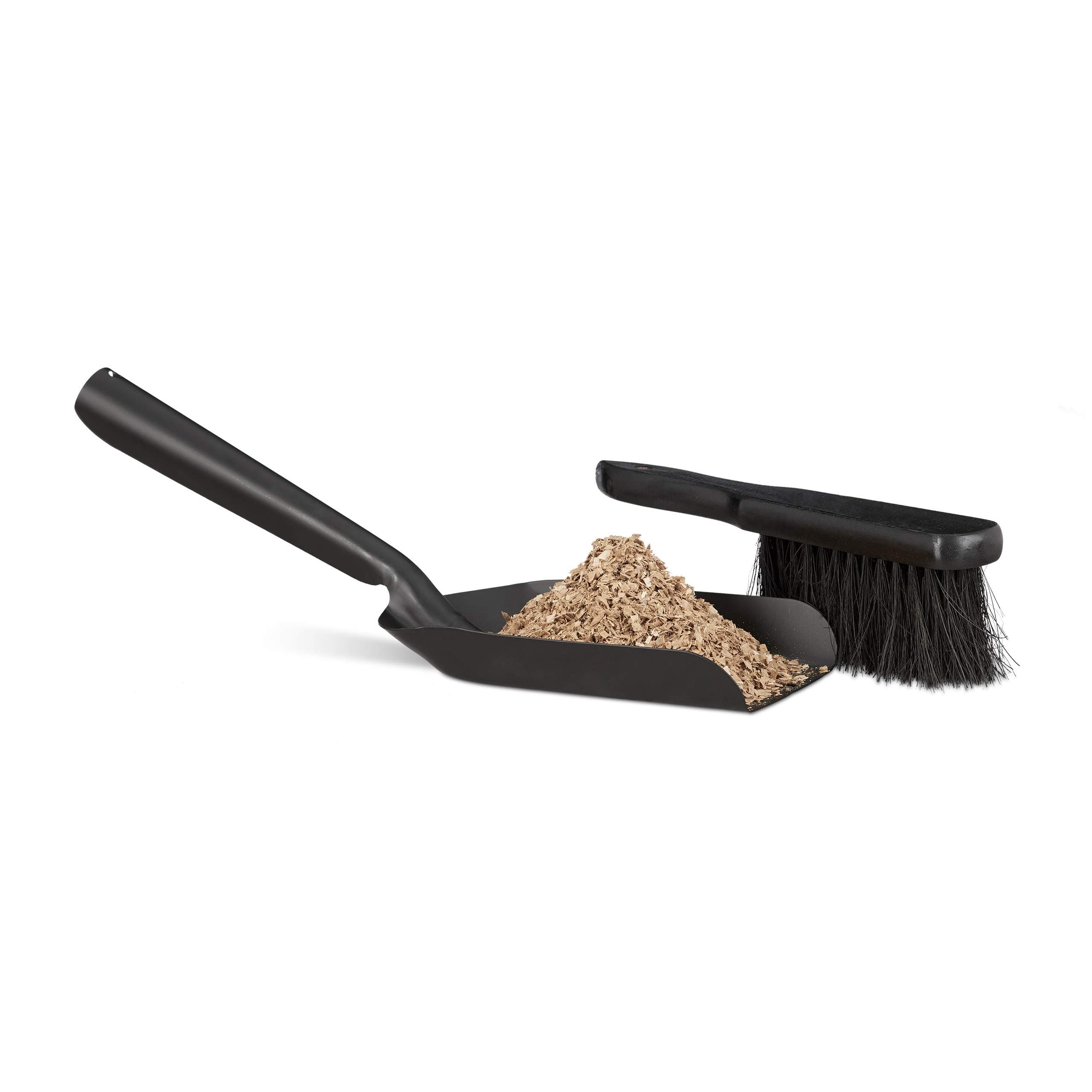Relaxdays Dustpan and Brush Set, Black, Steel, 13 x 41 x 13 cm, Modern Design, Durable, Hard Floor, 0.36 kg