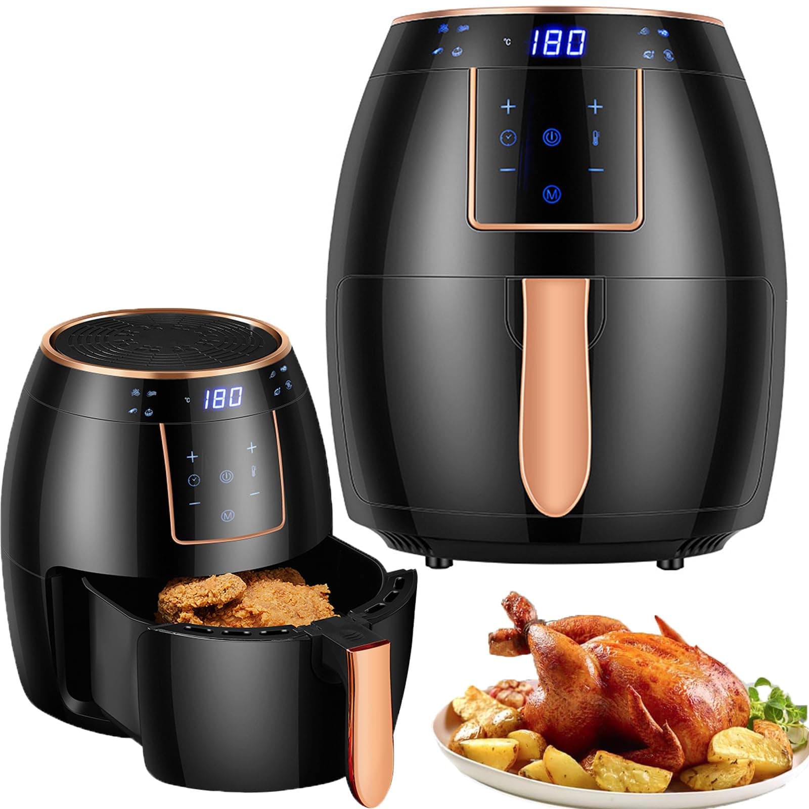 – Air Fryer 5.8QT, Digital Touch Screen &Temperature Control, Non-stick Frying Basket, Free Recipes, Timer and Auto Shut off, Air Fryer Hot Oven Oilless Cooker LED Touch Digital Scree, 1300W (Black)