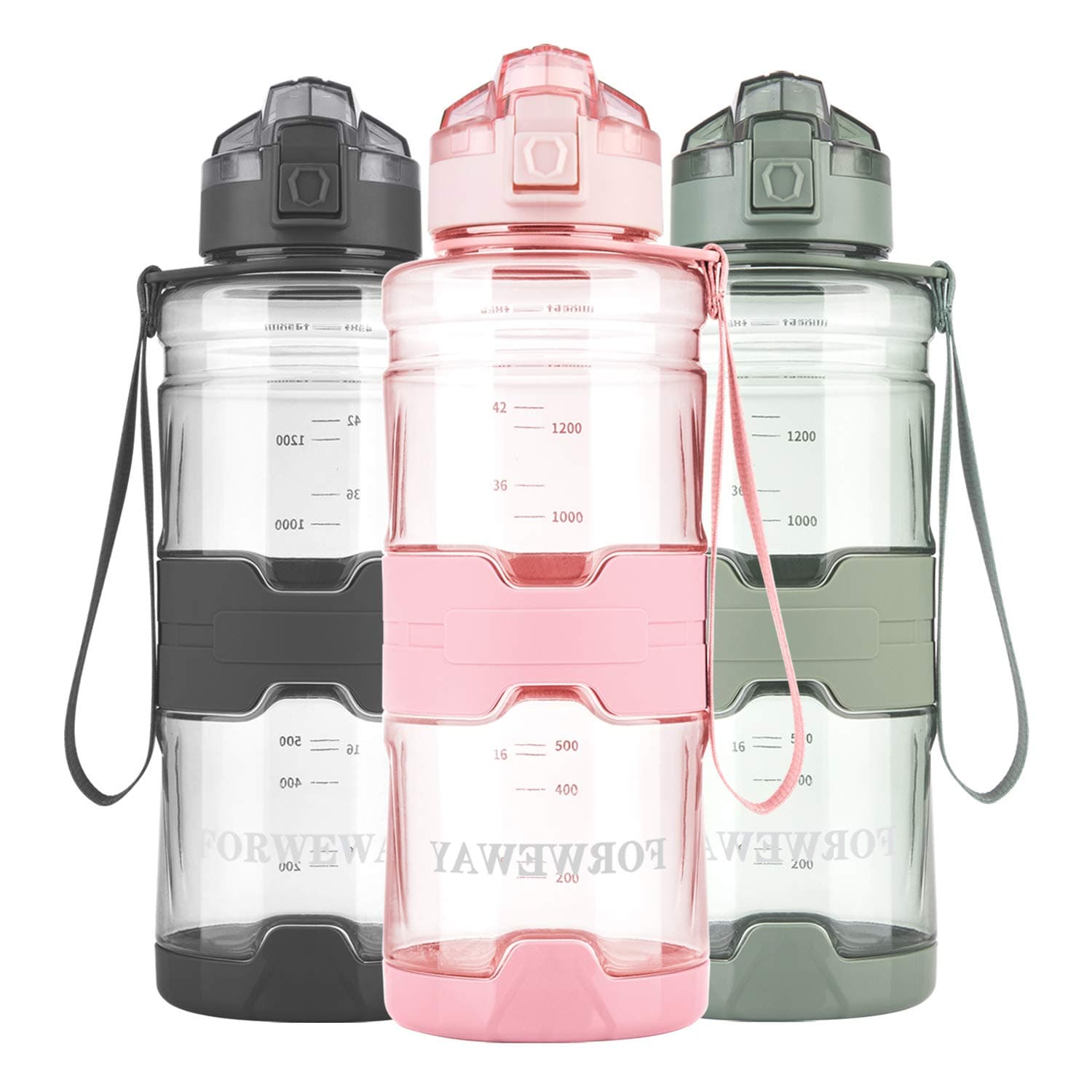 Sports BPA-Free Large Tritan Leakproof Plastic Water Bottle with Filter - 1.5 Liter Reusable Big Drink Bottle for Adults, Portable for Fitness, Outdoor, Camping, Hiking
