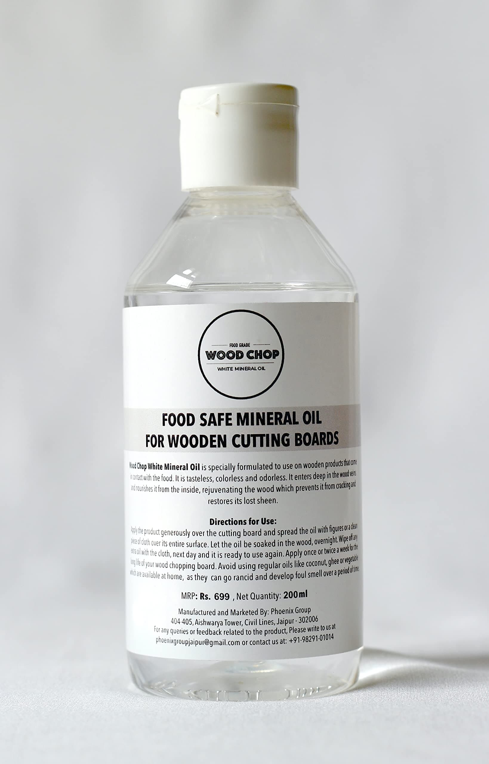 - Wood Chop - Food Grade White Mineral Oil for Wood Treatment Oil & Conditioner for Long Lasting Wooden Cutting Chopping Boards & Cutlery - 200 ml