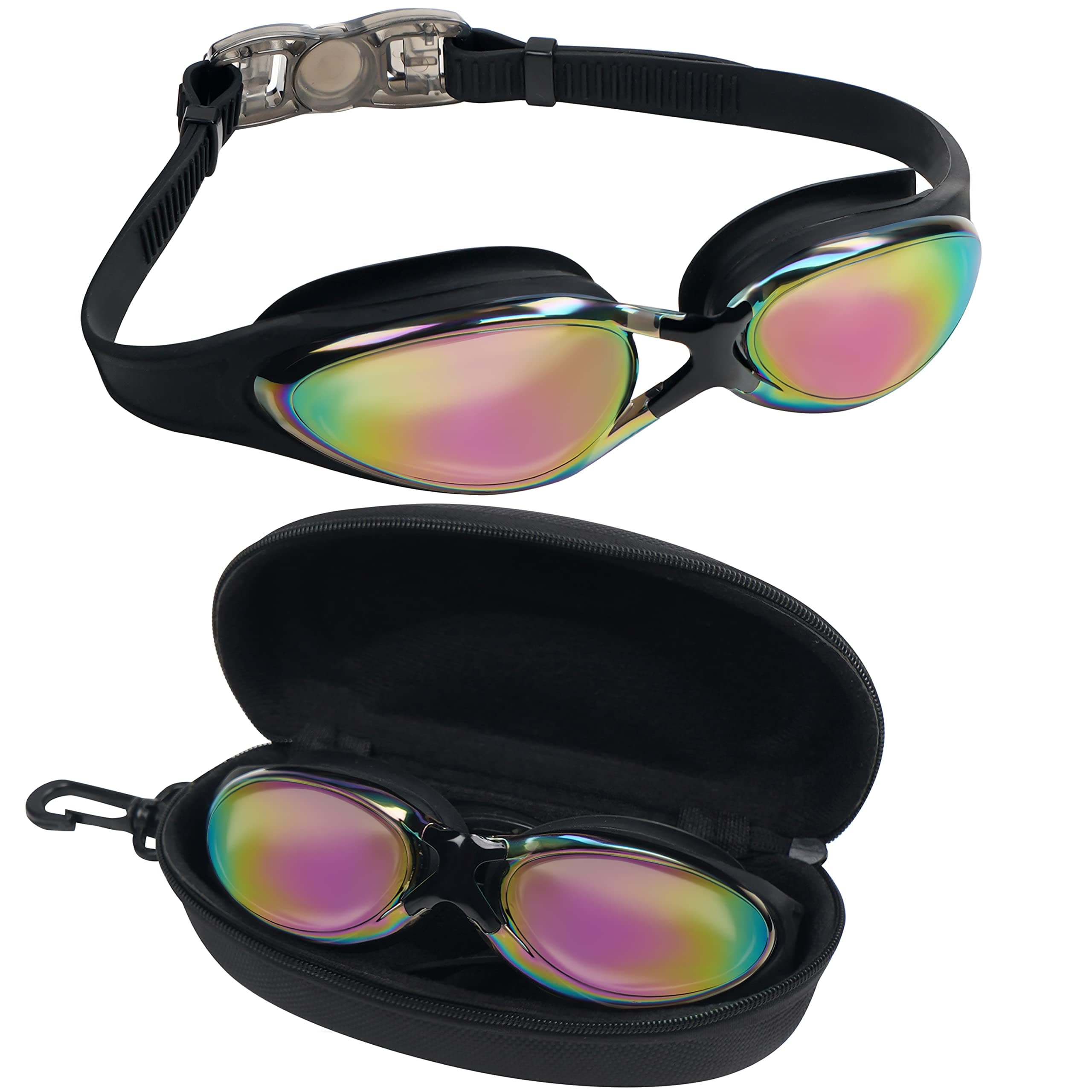 Swimming Goggles - UV Protection & Anti Fog Swim Goggles with Storage Case - No Leaking & Adjustable Silicone Strap for Adults, Men, Women and Youth - Soft Nose Bridge - For All Swimmers