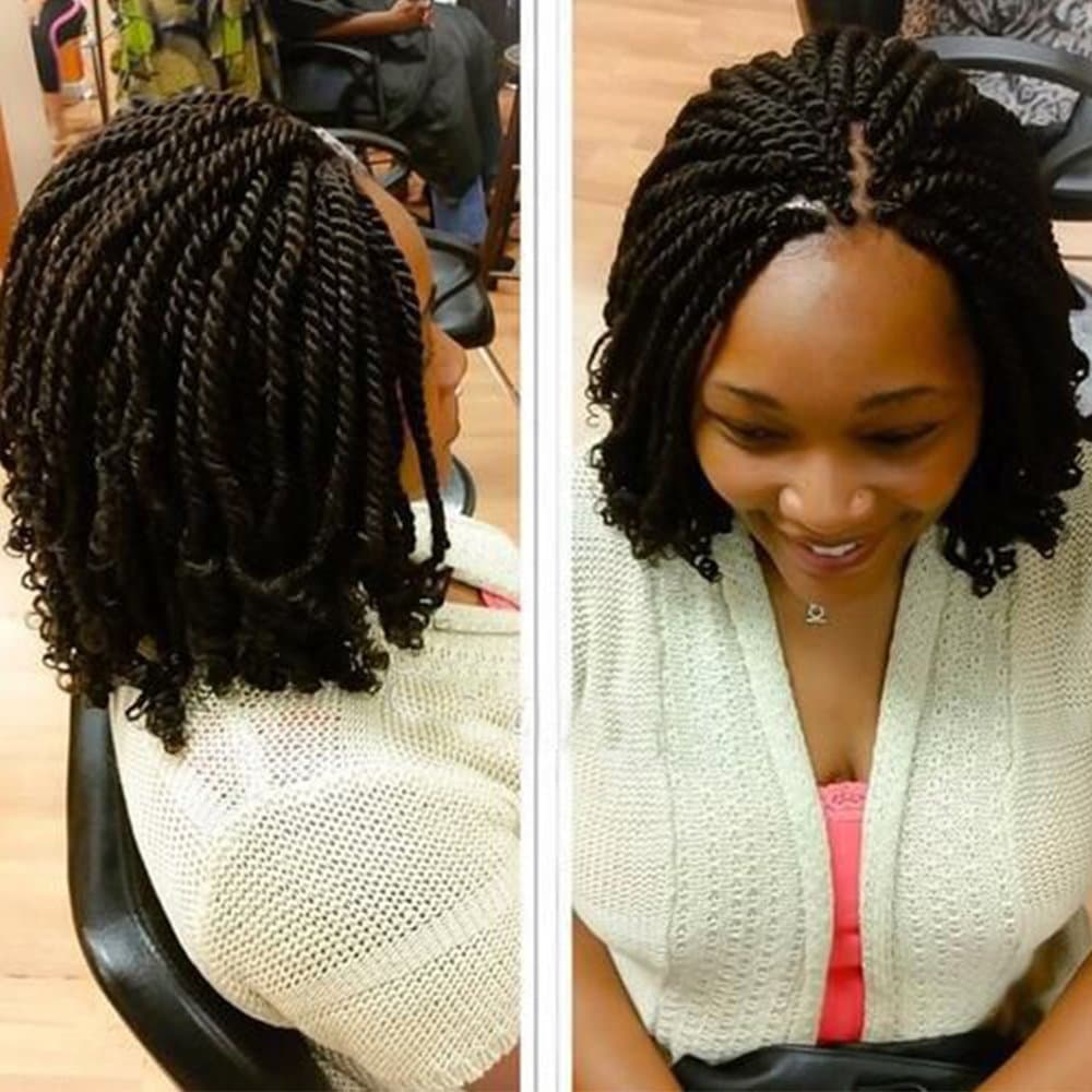 10" 24 Roots/pack Short Senegal Twist Hair Black Senegal Twsit Hair Crochet Hair Braiding Hair Synthetic Hair Extensions (6packs) (#1B)