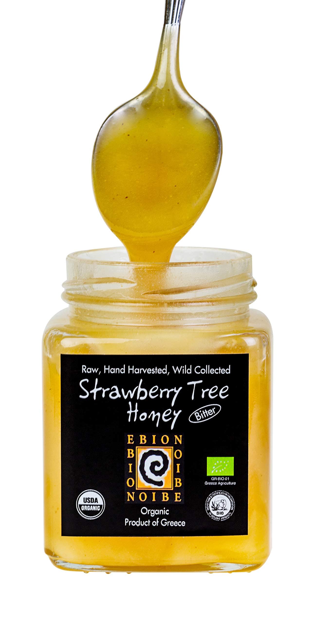 Wild Greek Organic Honey, All Natural, Raw Honey From The Pindus Mtns in Greece (Strawberry Tree) (Imported from Greece)