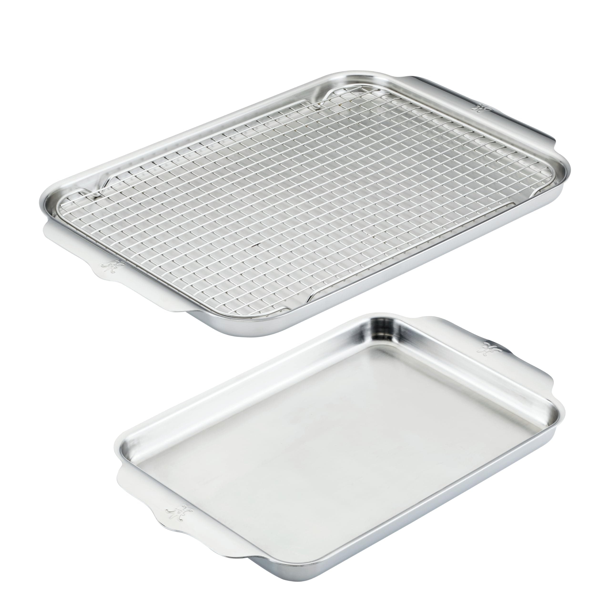 Provisions OvenBond – 3-Piece Tri-ply Baking Sheet Set Professional Stainless Steel Bakeware, Half & Quarter Sheets & Rack