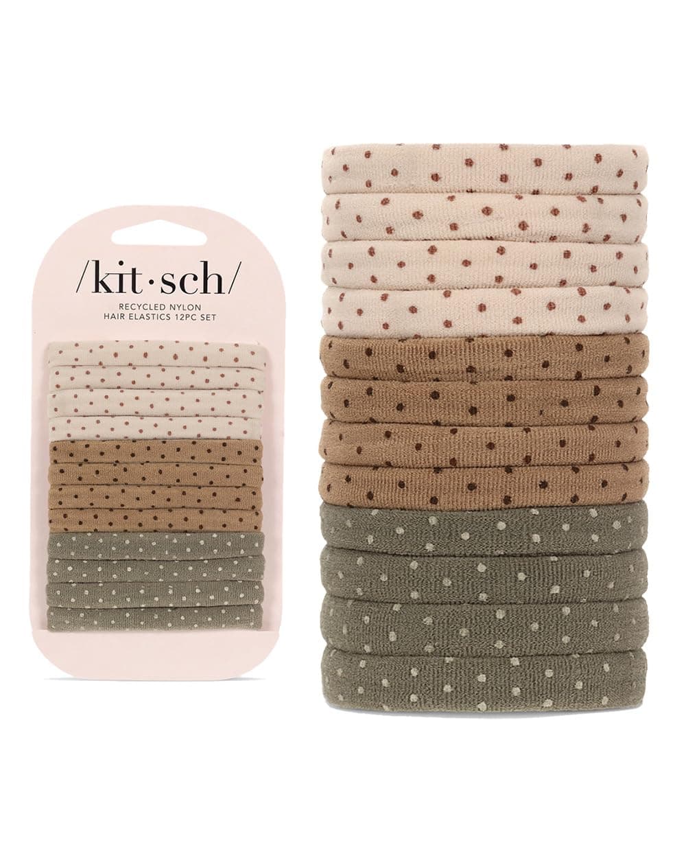 Kitsch Recycled Nylon Medium Polka Dot Elastics 12pc - Multi