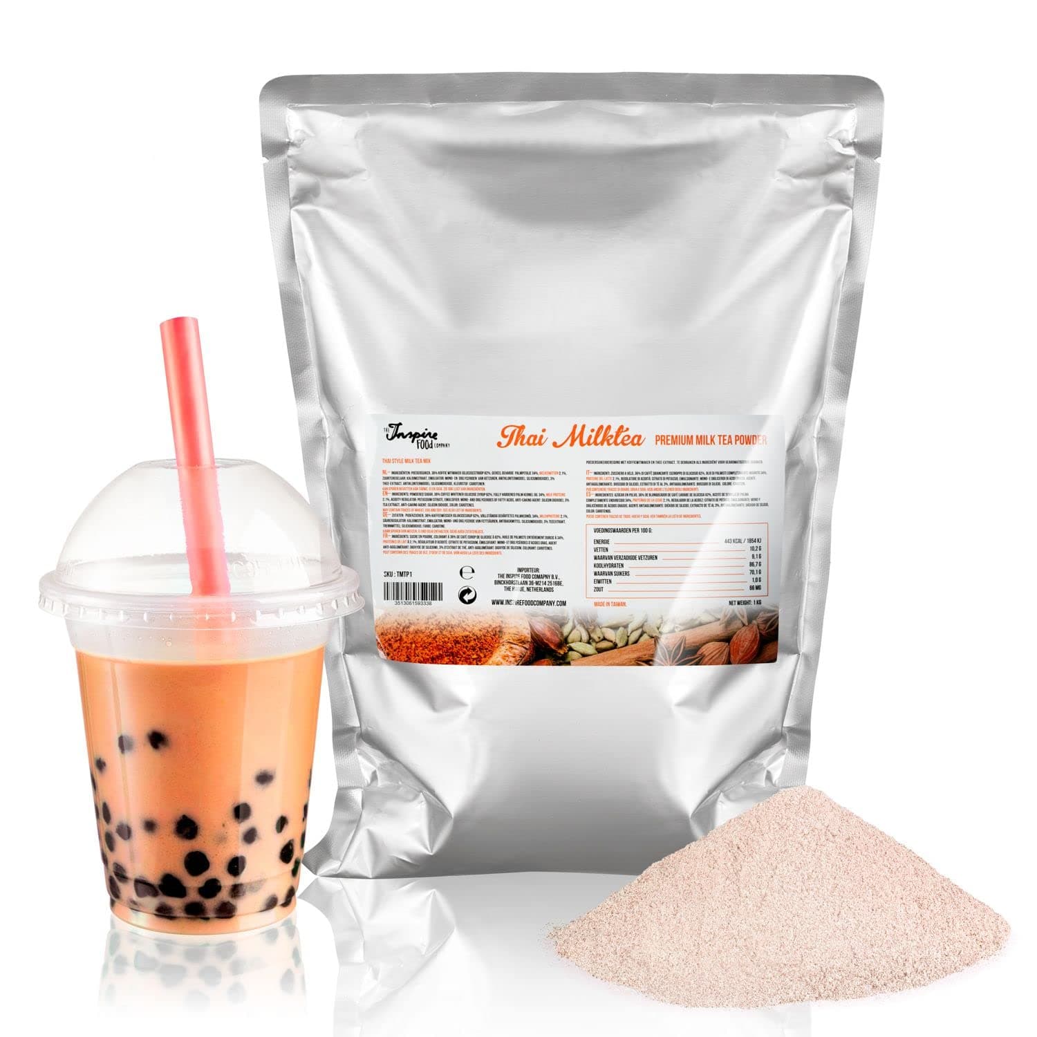 Inspire Food Premium Thai Milk Tea Powder - 1 KG | Authentic Bubble Boba Tea Mix | Quality Ingredients, No Artificial Colors | Resto Style at Home