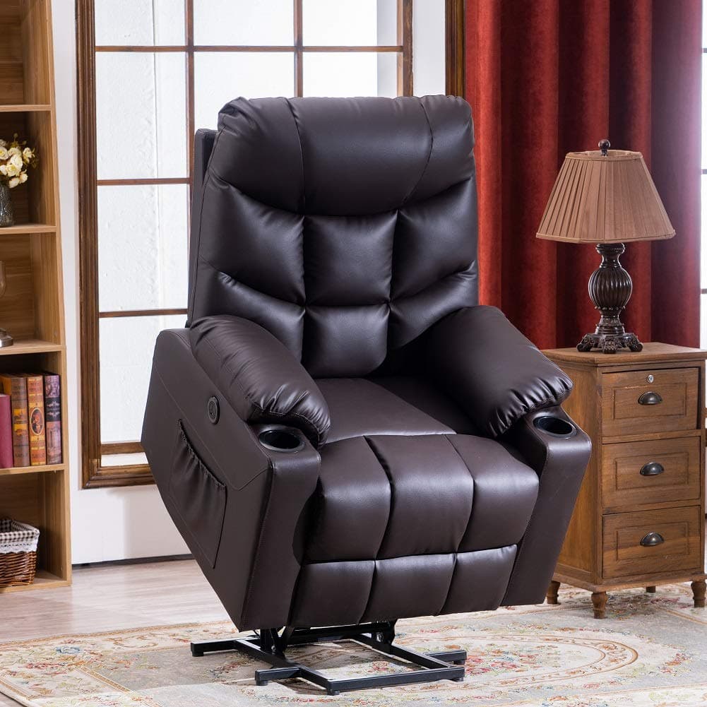 Recliner Chair,Remote Control Design Recliners for Elderly, Heated Vibration Massage Sofa with USB Ports, Remote Control, 2 Front Little Pockets, 2 Side Pockets and Cup Holders