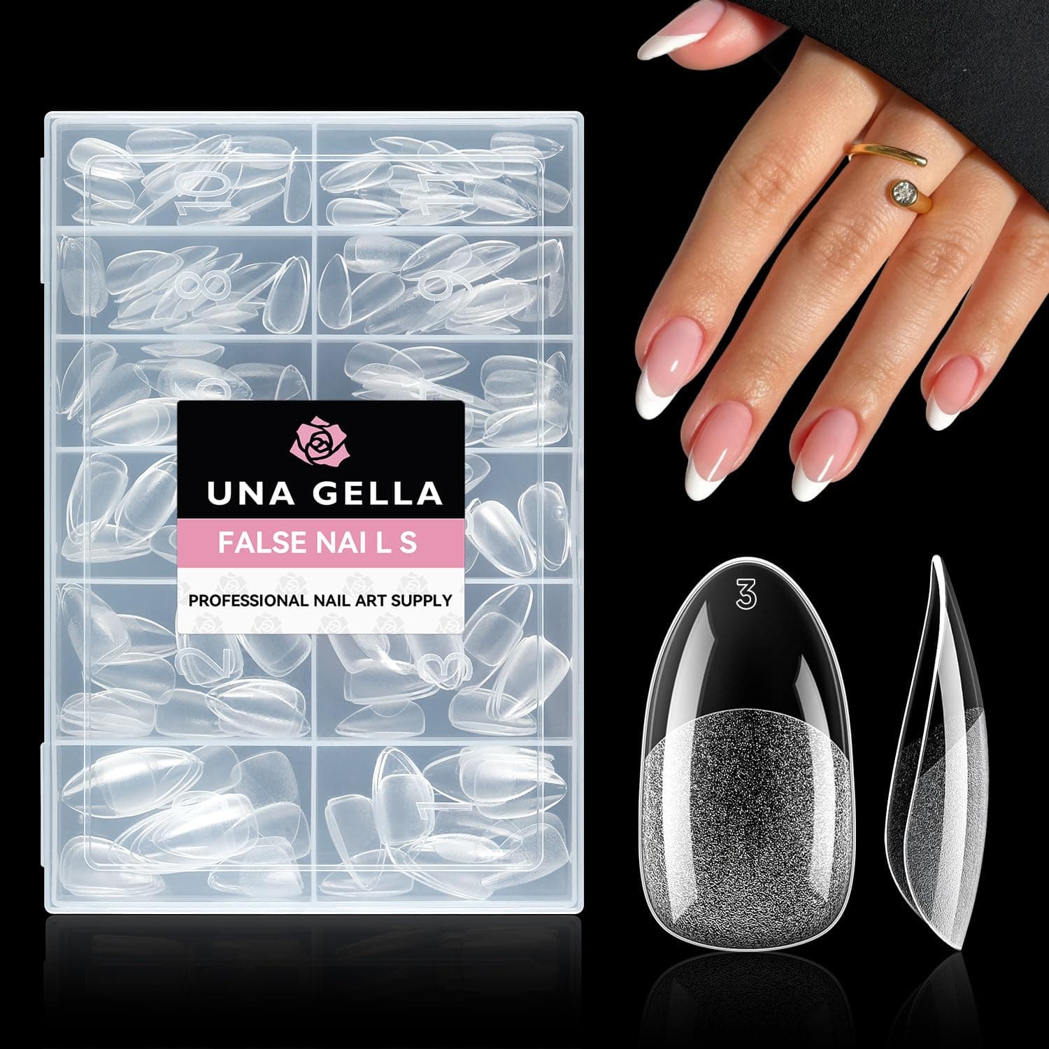 UNA GELLA Oval Almond False Nails 216 Pieces Round Almond Gel Nail Tips Press On Nails for Full Coverage Acrylic Round Oval Full Nails False Nails 12 Sizes