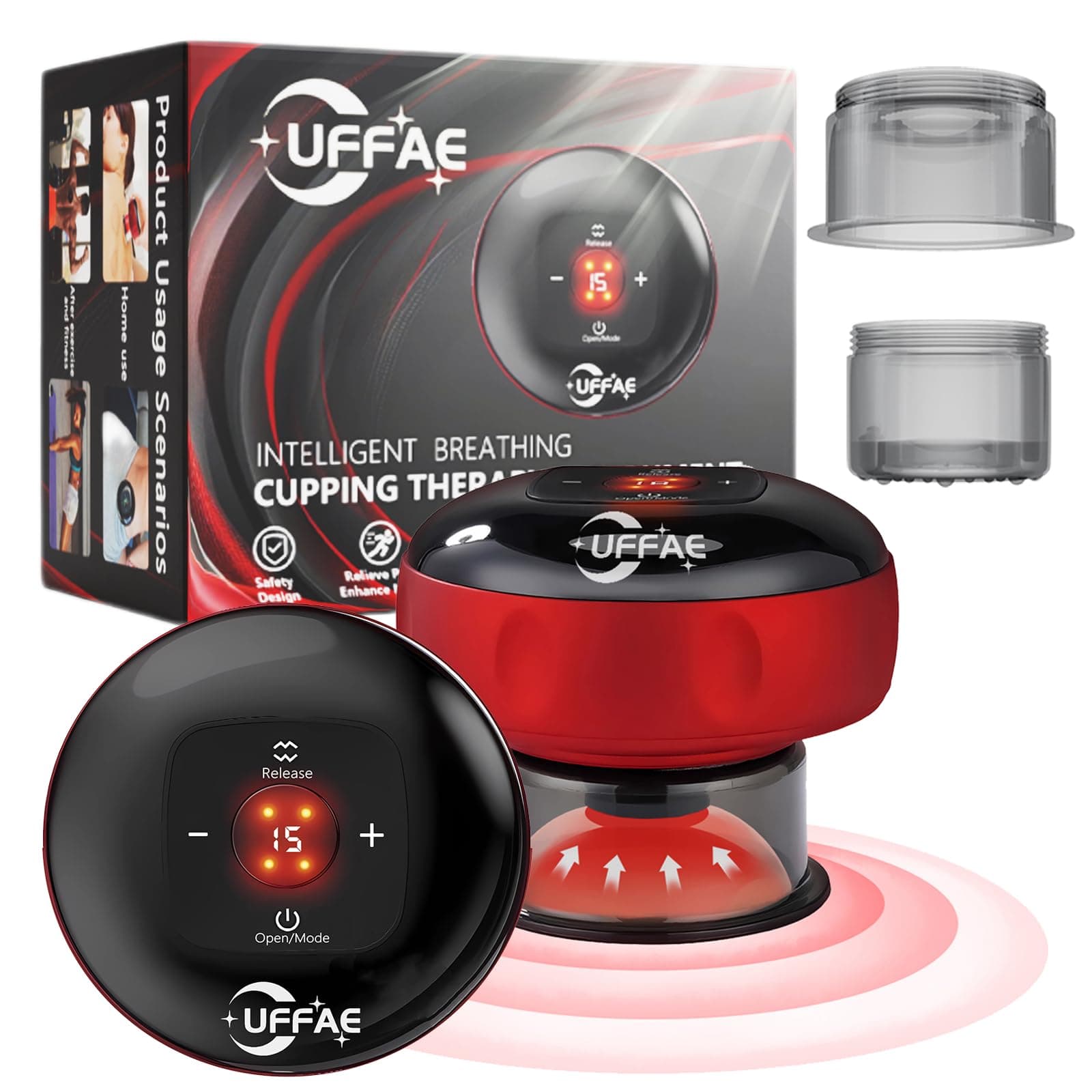 4 in 1 Electric Cupping Therapy Set, Smart Suction Therapy Massager, 12 Levels Suction Strength and Temperature Control, for Targeted Pain Relief,