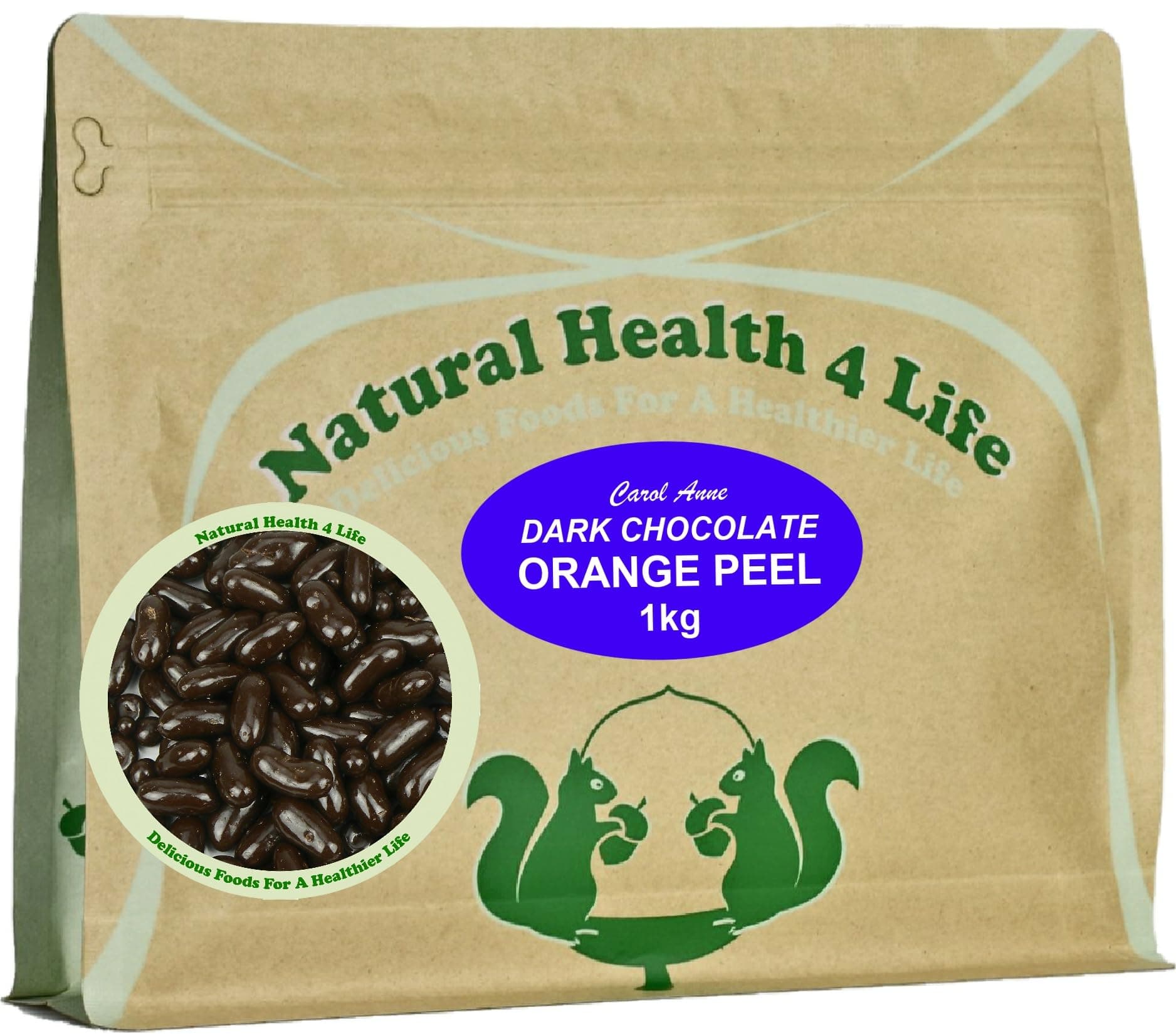 Natural Health 4 Life Carol Anne Confectioner Dark Chocolate Orange Peel 1kg in Resealable Pouch, Snack for Parties, Baking, Events (Pack of 1)