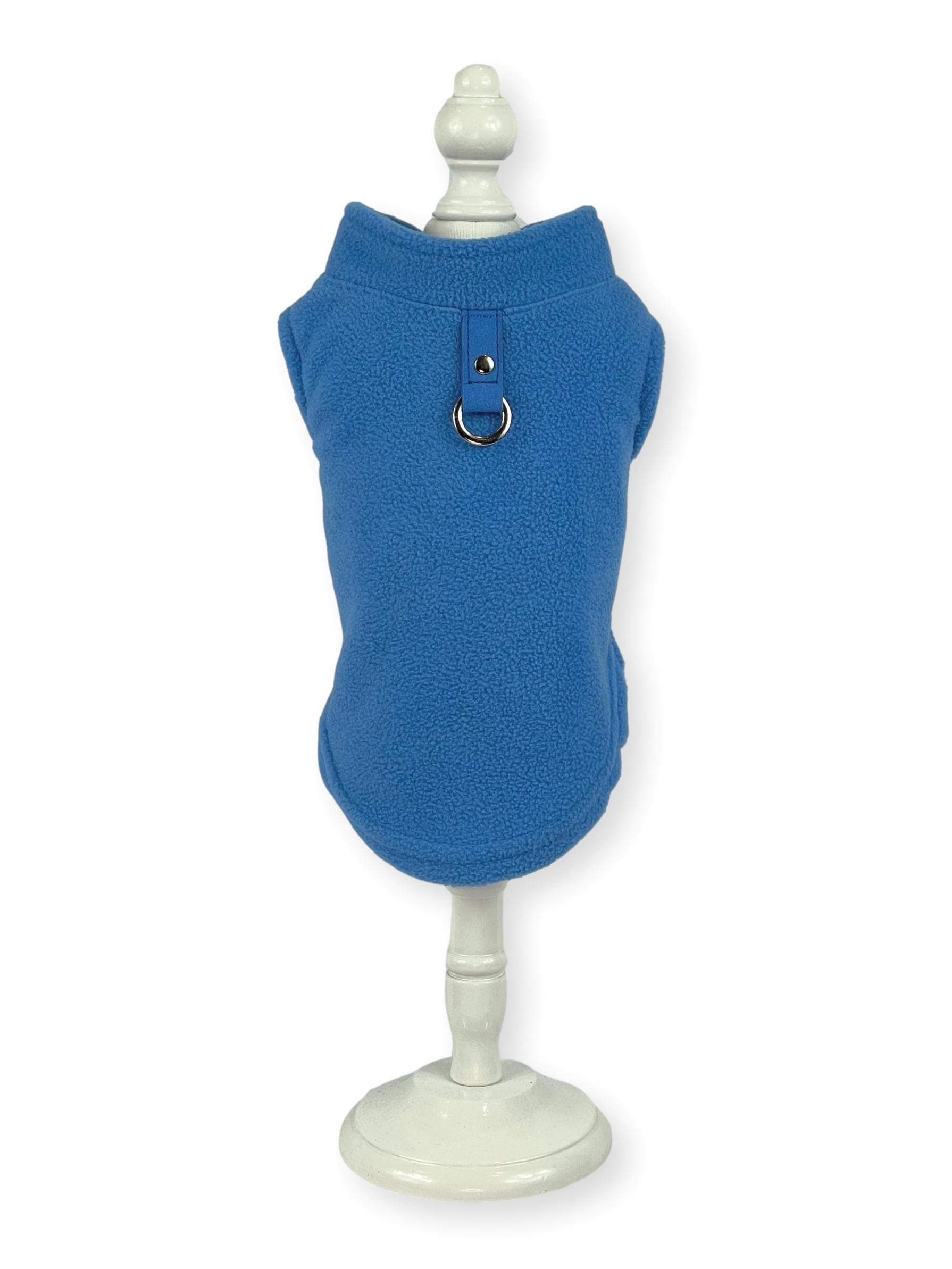 Dog Fleece Harness Vest Jumper Sweater Coat for Small Breed Dogs, (Large, Blue)