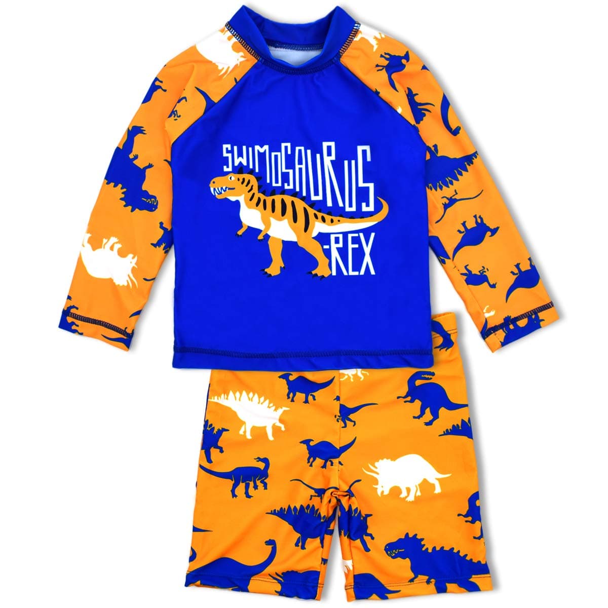 Boys Two Piece Rash Guard Swimsuits Kids Long Sleeve Sunsuit Swimwear Sets